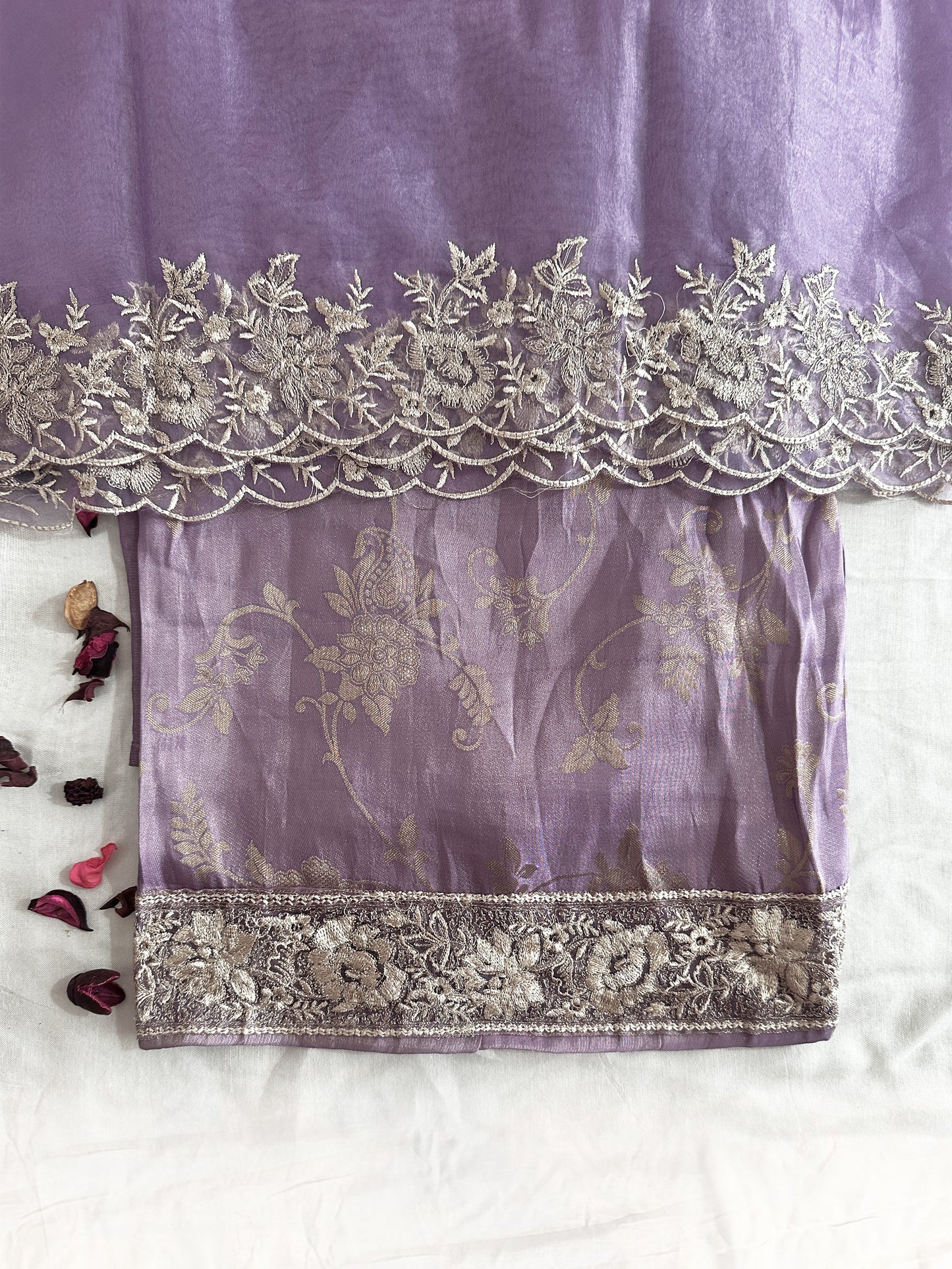 Shimmer Banarasi Fabric Unstitched Suit Set Purple Color
