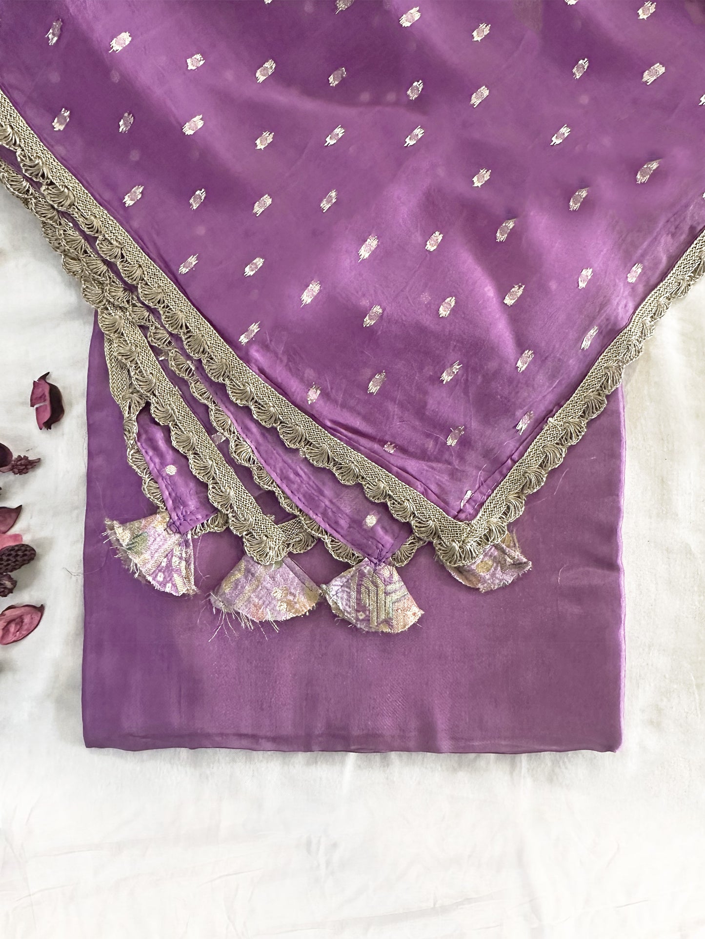 Brocade Fabric Unstitched Suit Set Purple and Onion colors