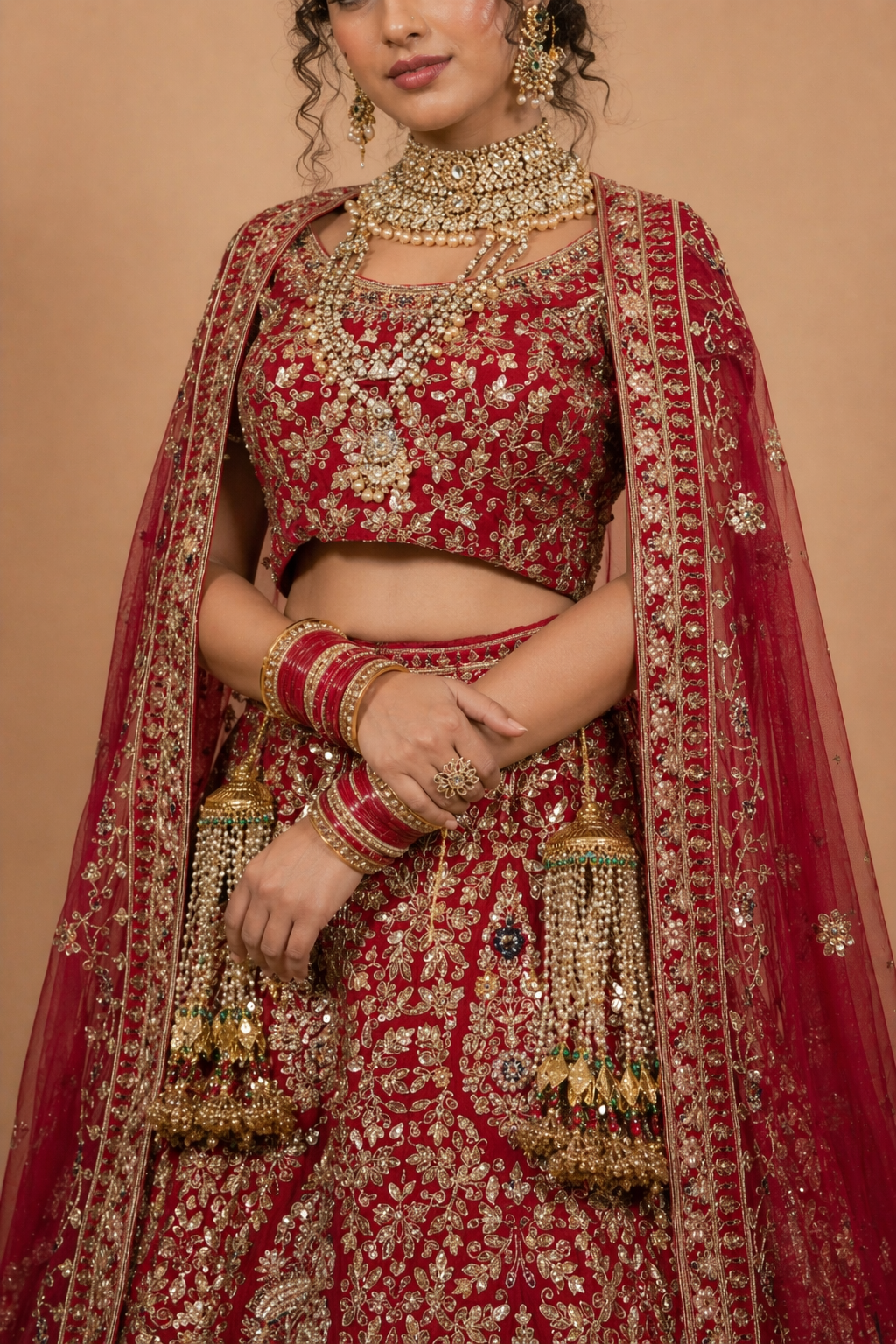 Heavy Embroidered Bridal Lehenga Choli Set | Red