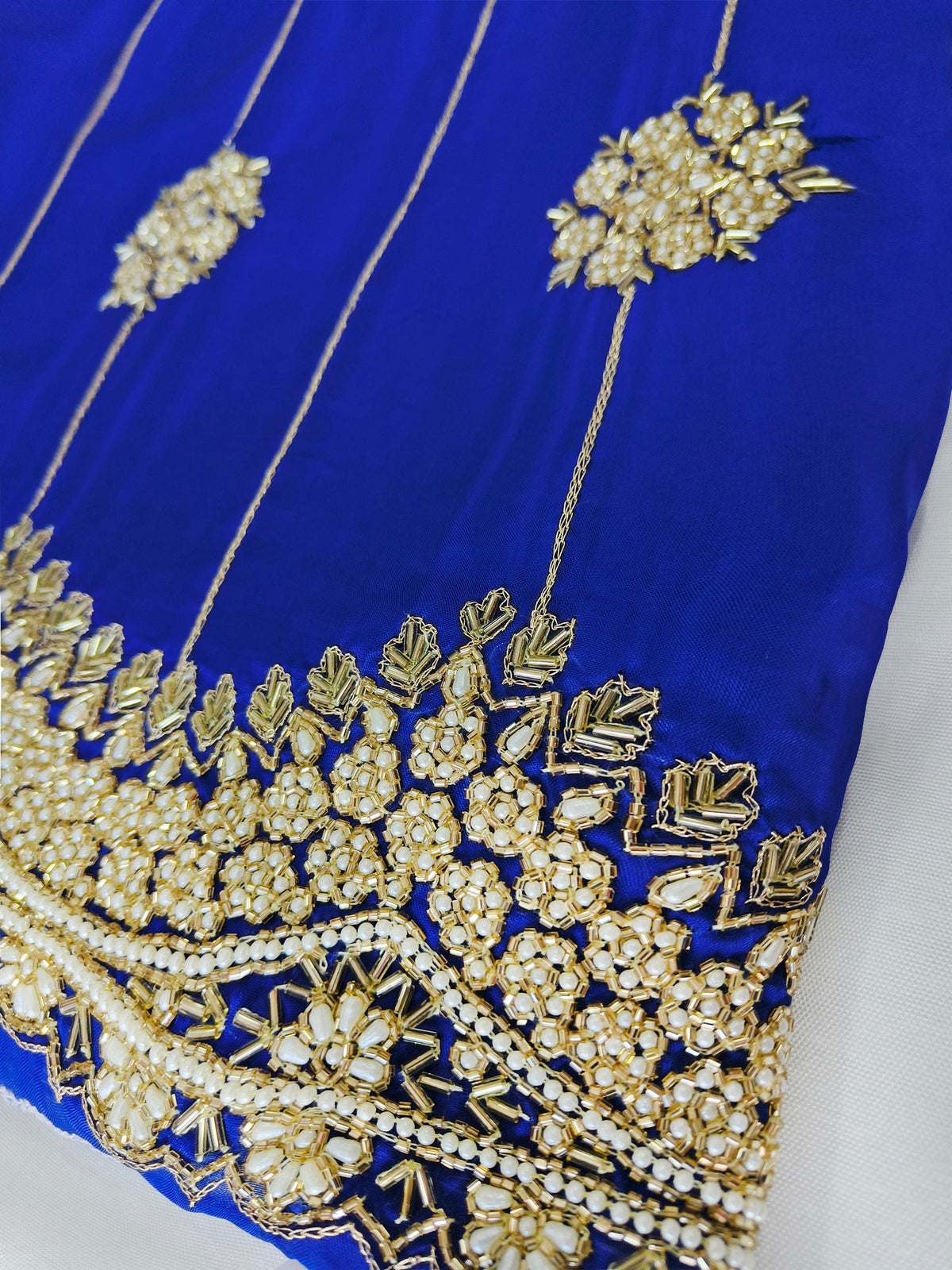 Viscose organza handwork Unstitched Suit Set with Dupatta Royal blue color
