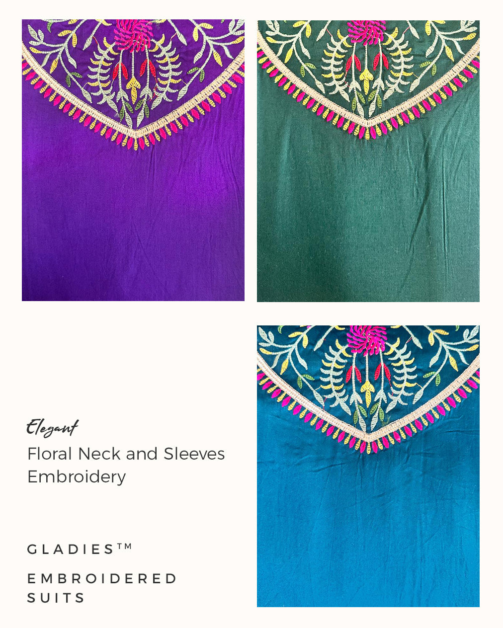 Premium Teal Floral Embroidered Kurta Trousers Set