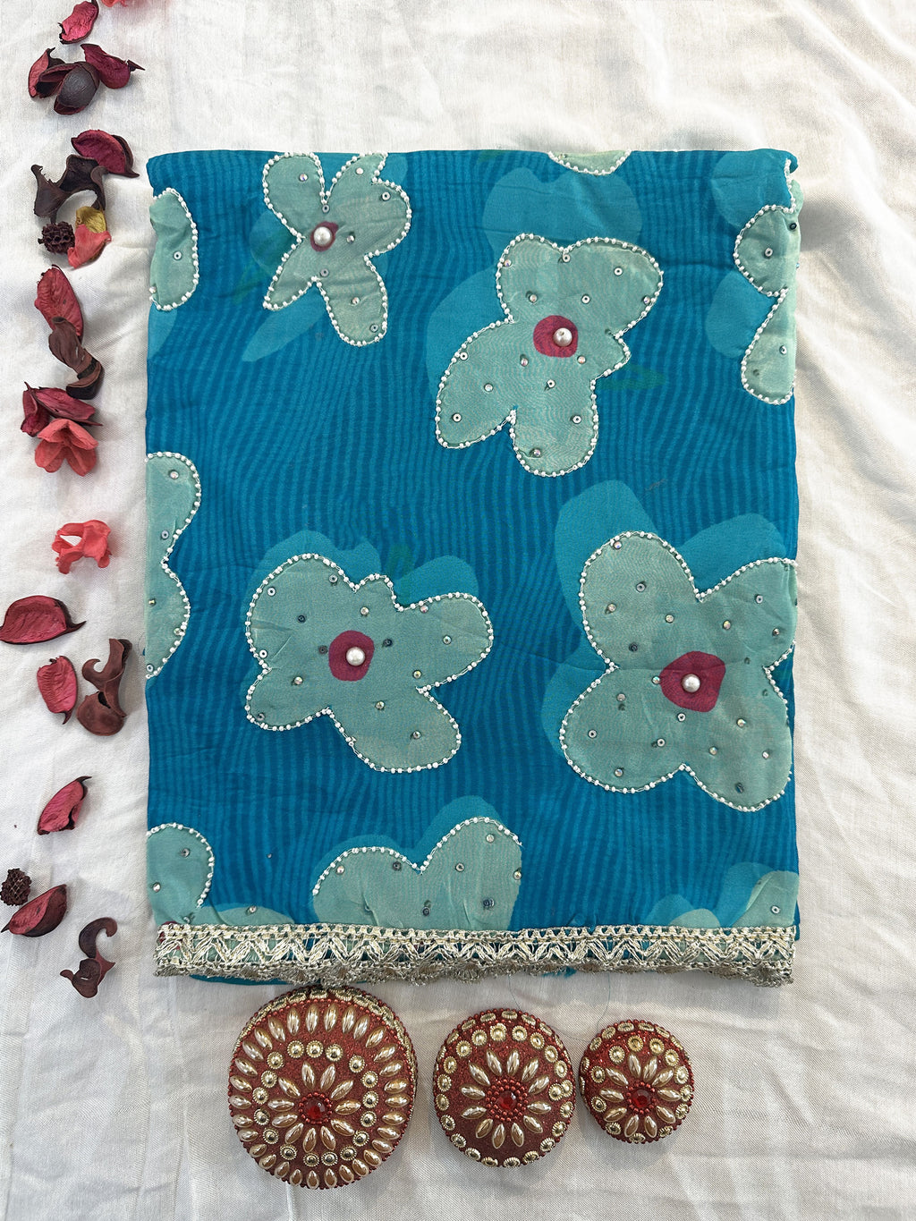 Organza Fabric Mustard and Frozi Colors Unstitched Suit Set