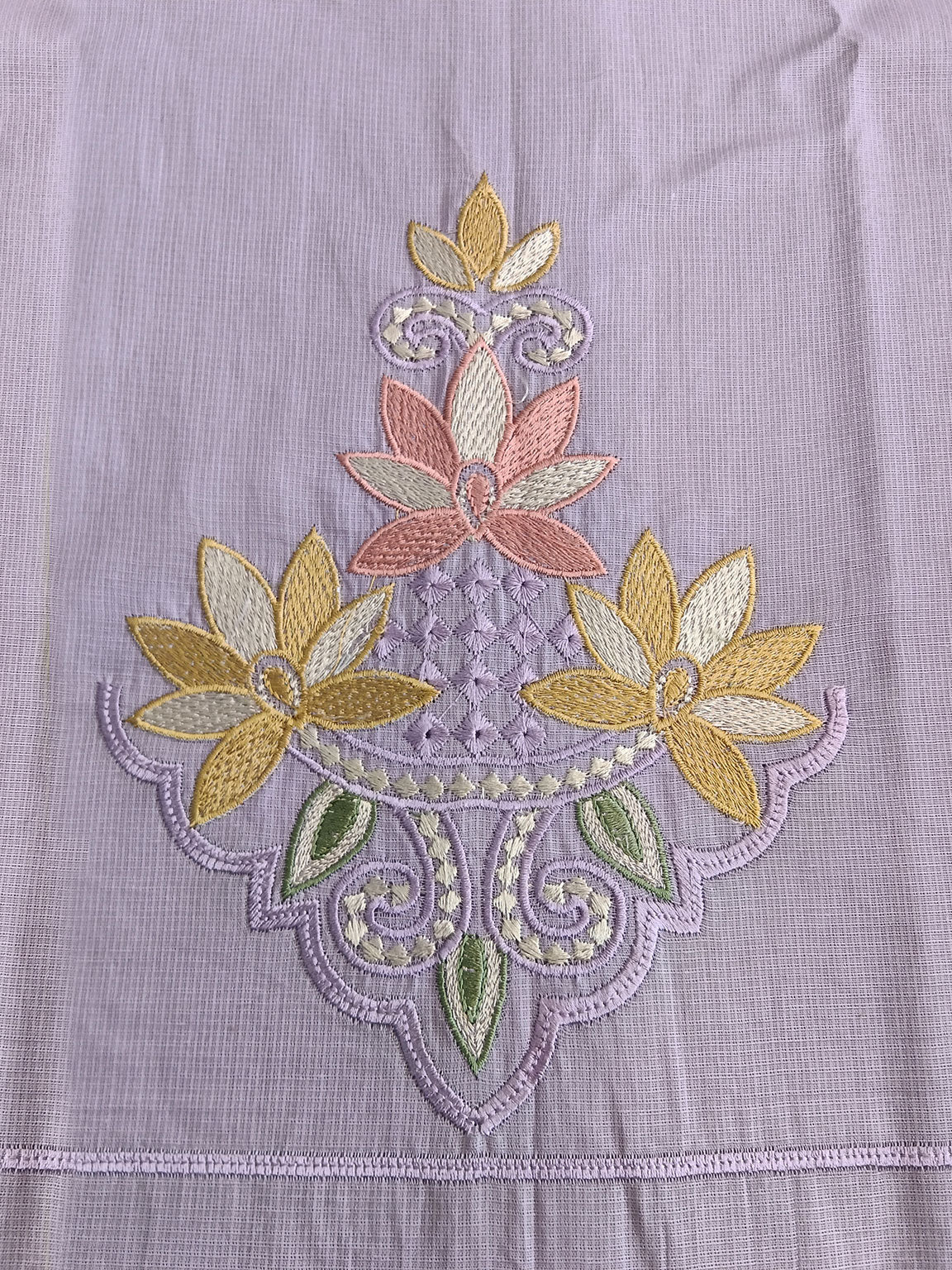 Giza Cotton Unstitched Suit Set Cutwork Embroidery & Muslin Dupatta