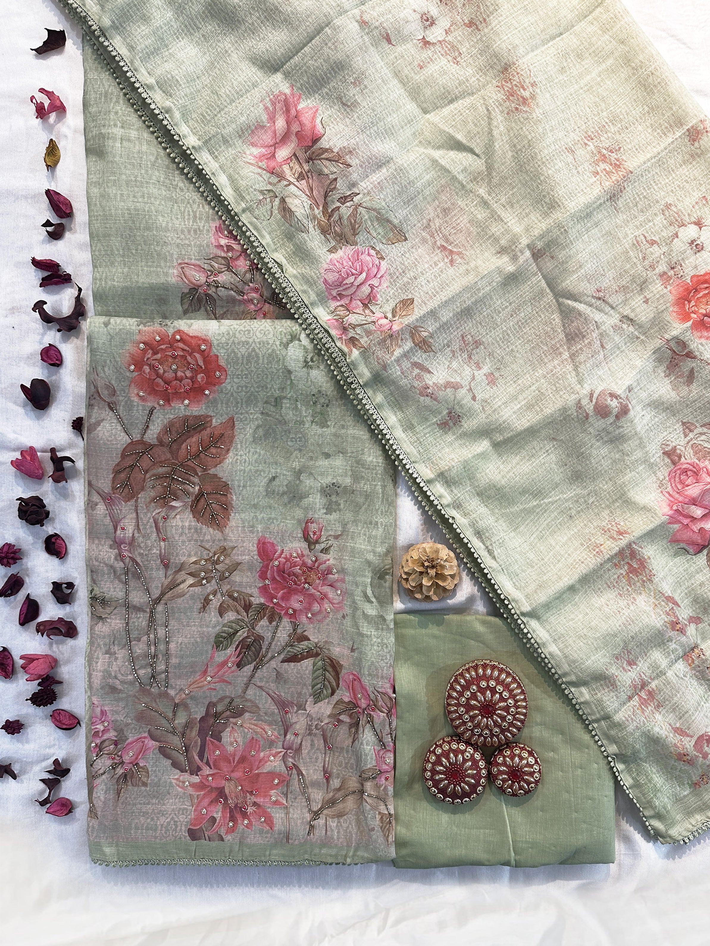 Linen Cotton Unstitched Suit Set 3 Colors