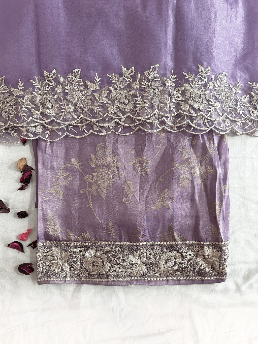 Shimmer Banarasi Fabric Purple Color Unstitched Suit Set