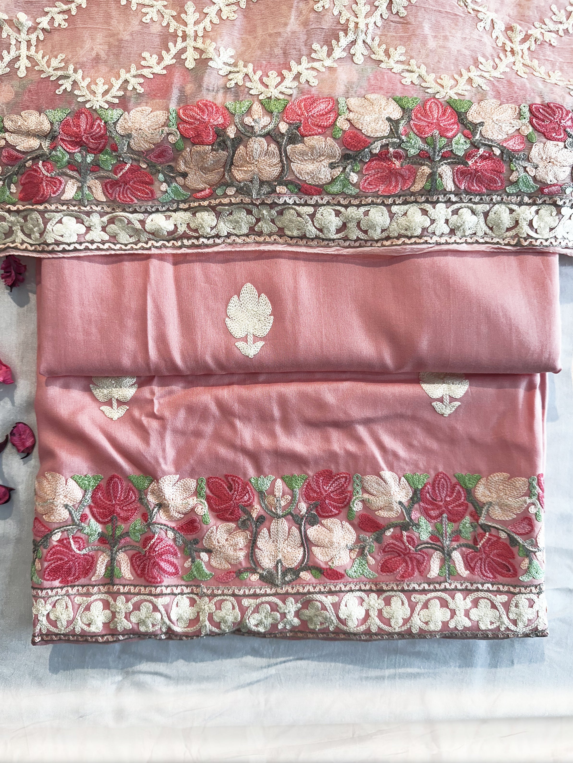 Rayon Cotton Fabric Unstitched Suit Set 4 Colors (Kashmiri)