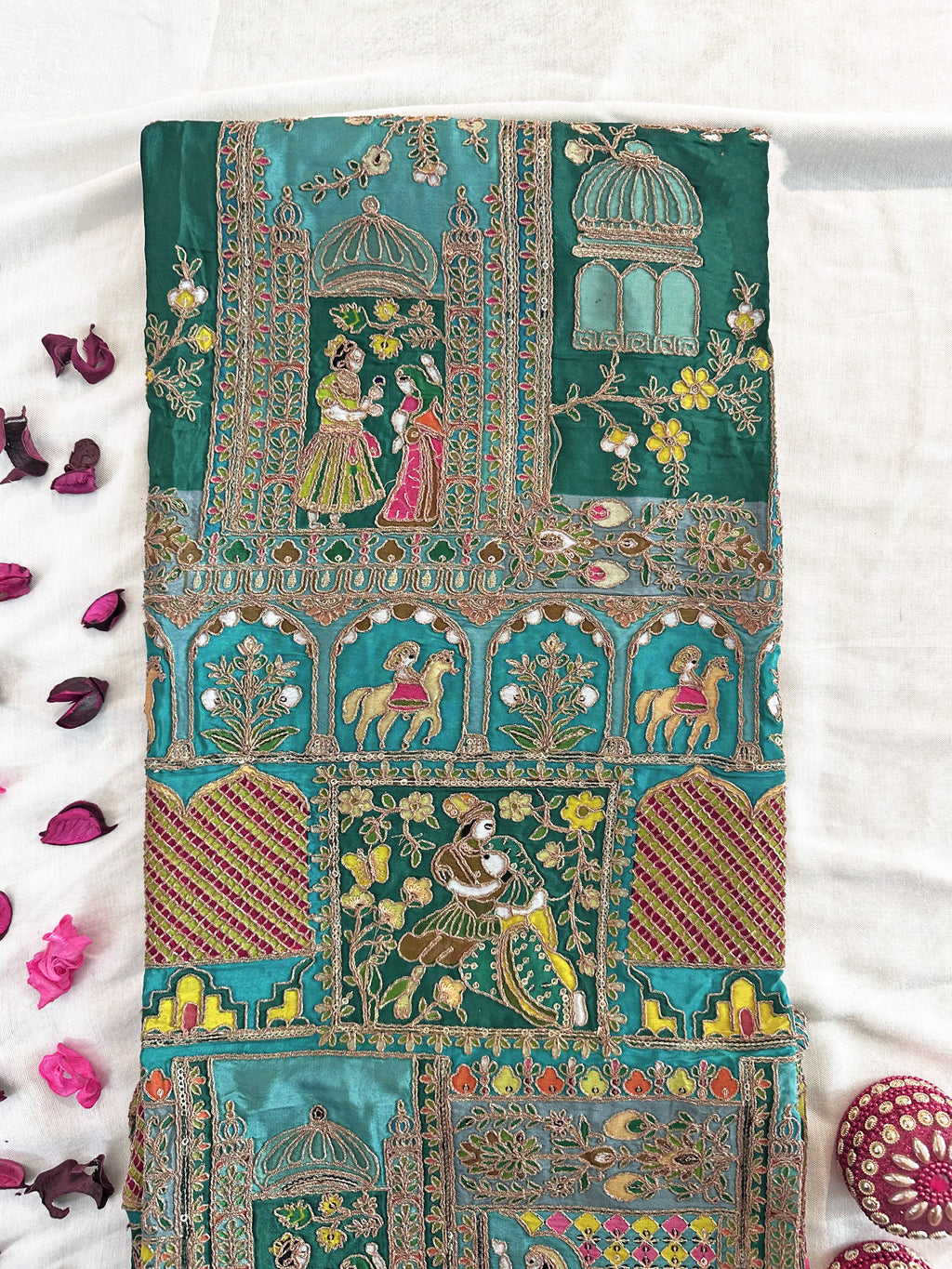 Crepe Fabric 2 colors Raja Rani Unstitched Suit Set