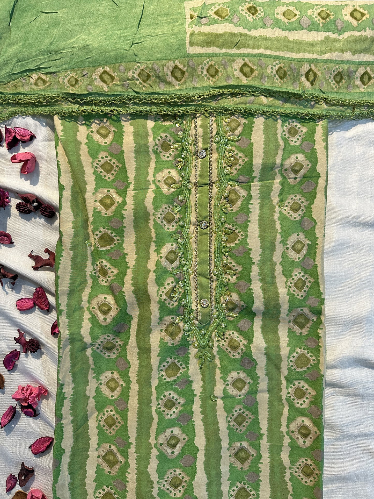 Muslin Cotton Fabric Unstitched Suit set 4 colours