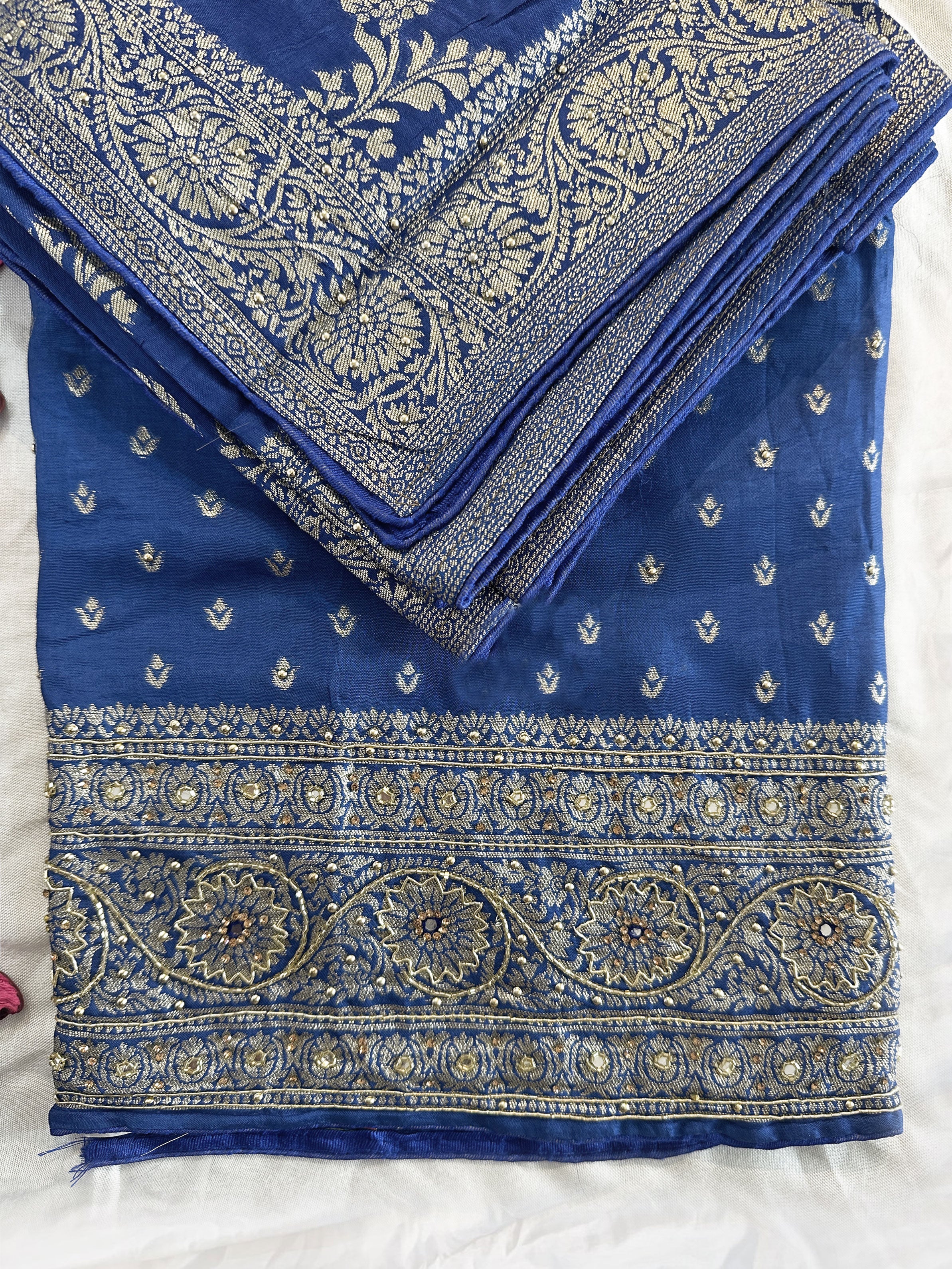 Ganga Silk Fabric 2 colors Unstitched Suit Set