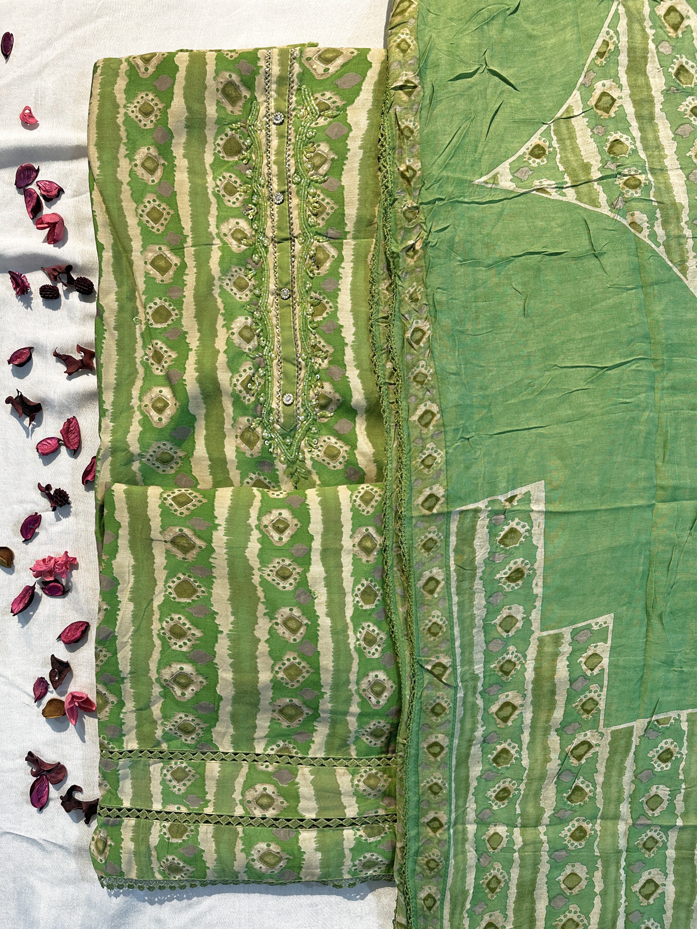 Muslin Cotton Fabric 4 Color Unstitched Suit set