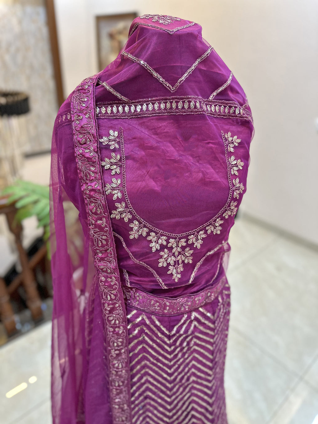 Net Fabric Readymade Lehenga Set Purple color
