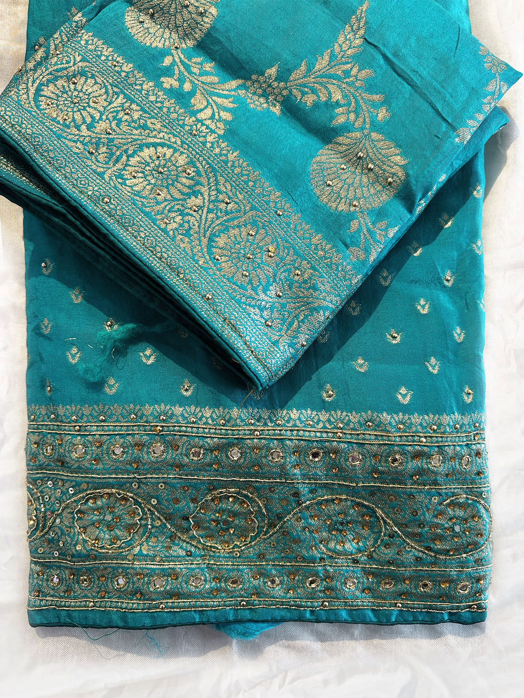 Ganga Silk Fabric 2 colors Unstitched Suit Set