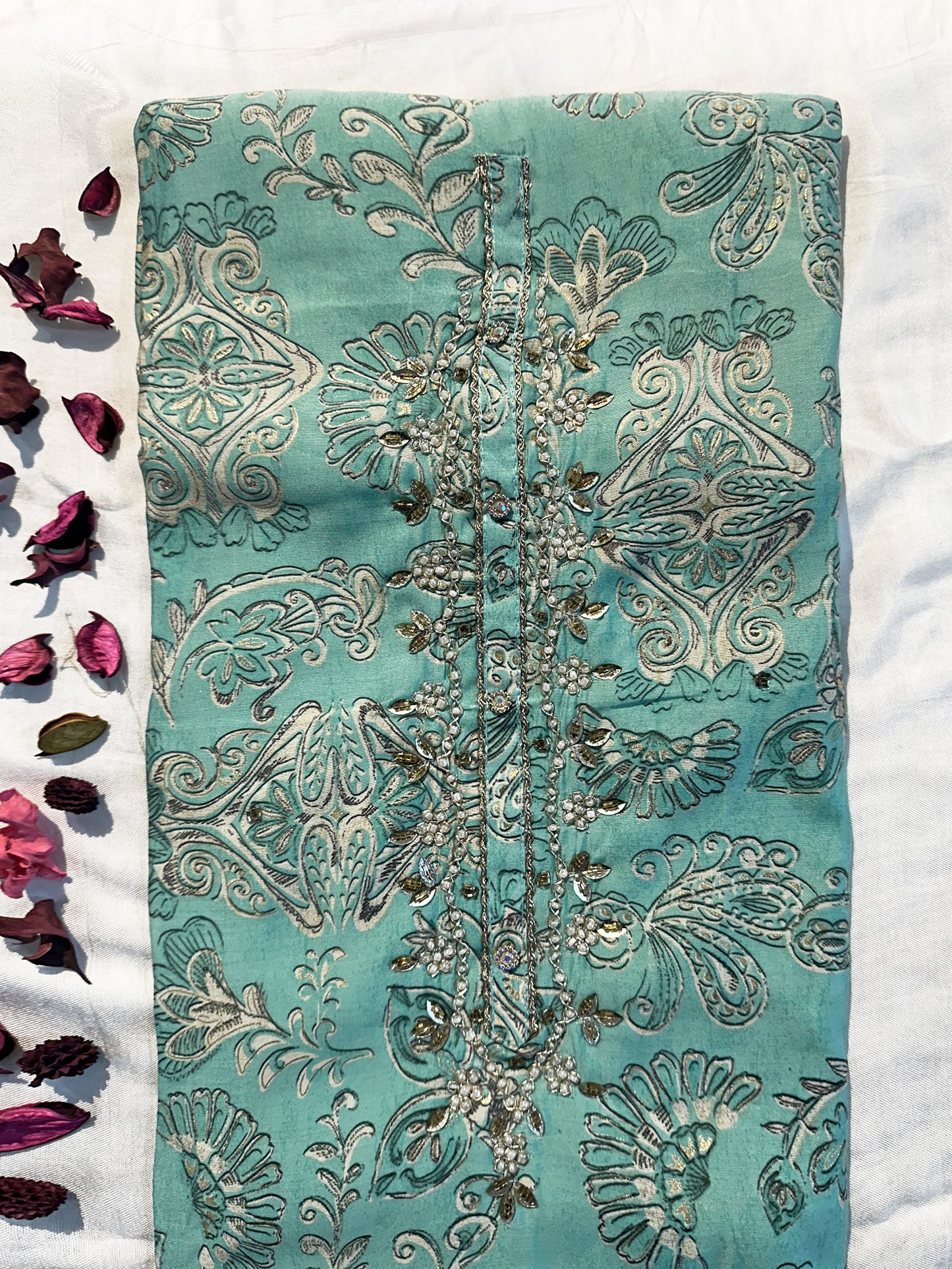 Muslin Cotton Fabric Unstitched Suit set 4 colours