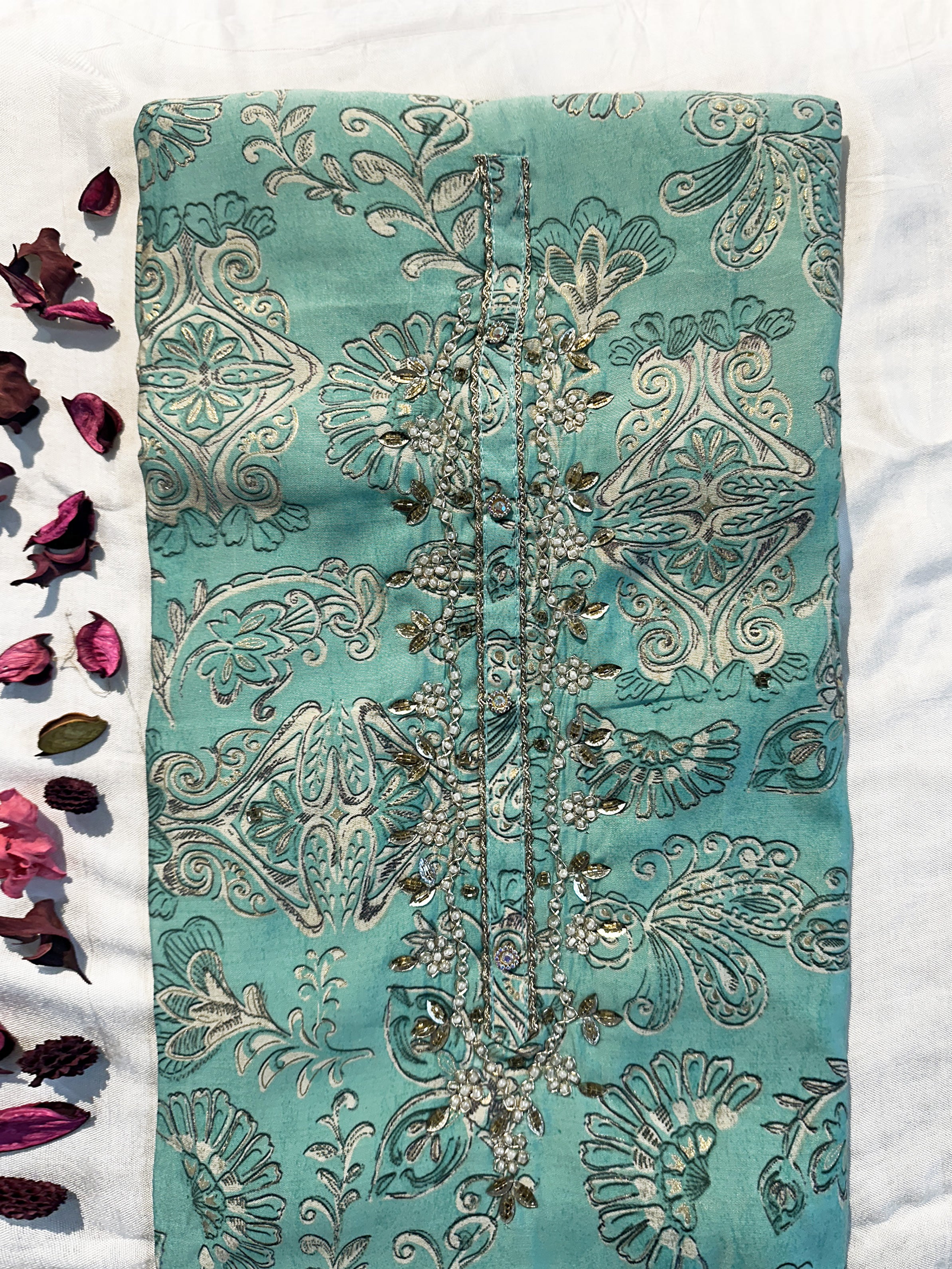 Muslin Cotton Fabric 4 Color Unstitched Suit set