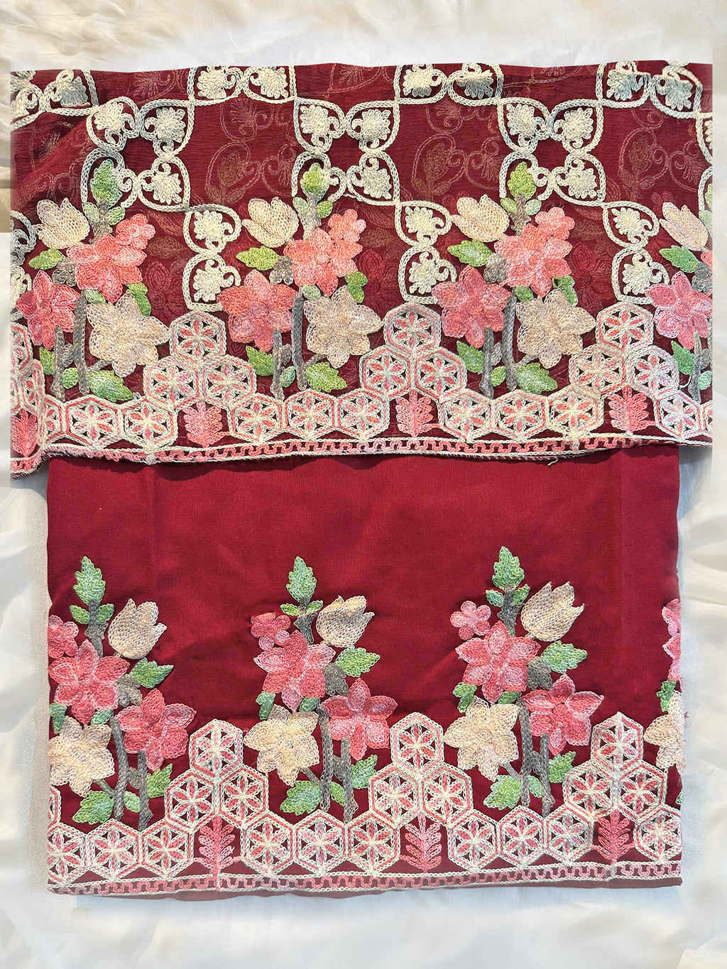 Rayon Cotton Fabric Unstitched Suit Set 4 Colors (Kashmiri)