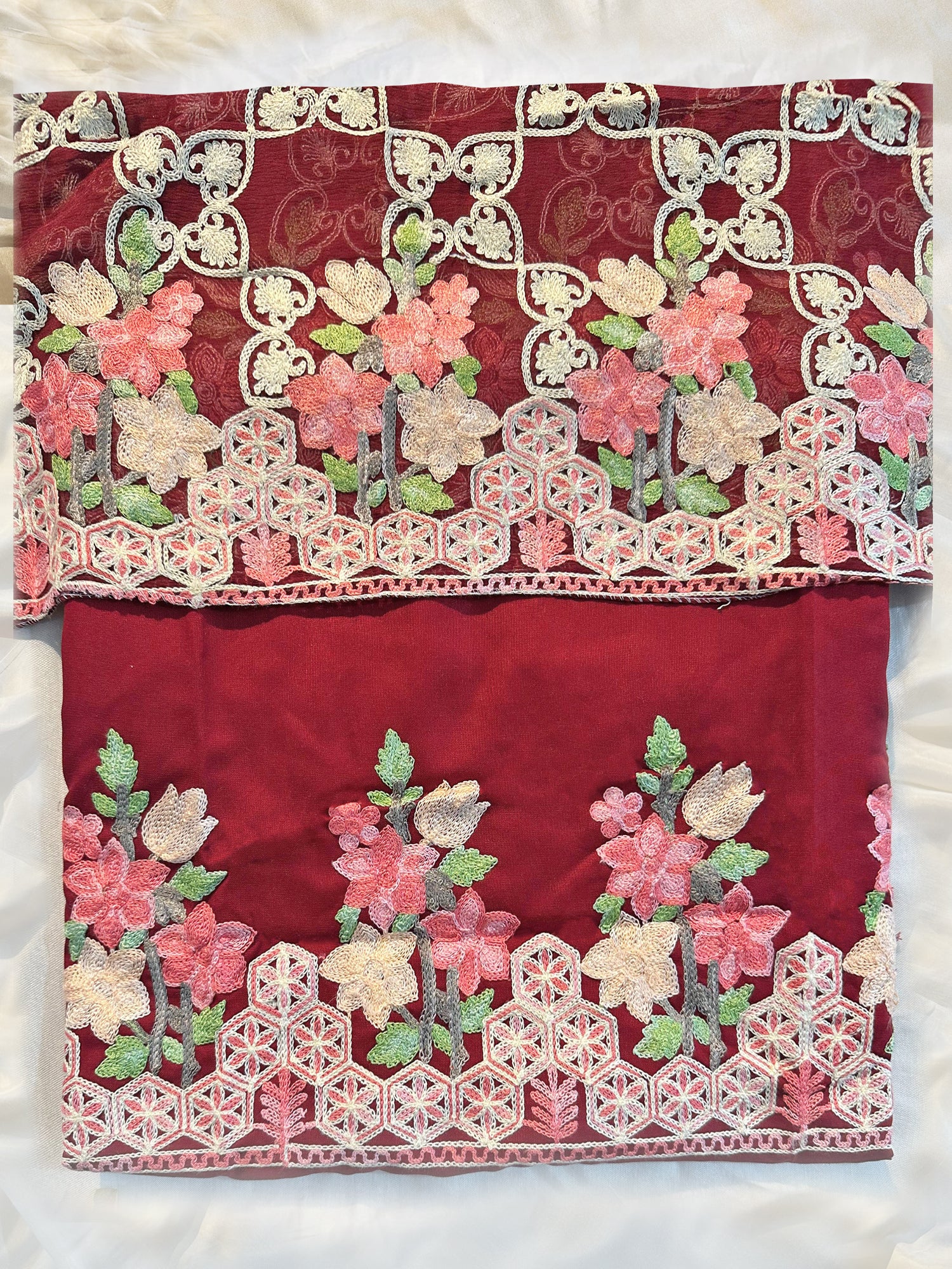 Rayon Cotton Fabric Unstitched Suit Set 4 Colors (Kashmiri)