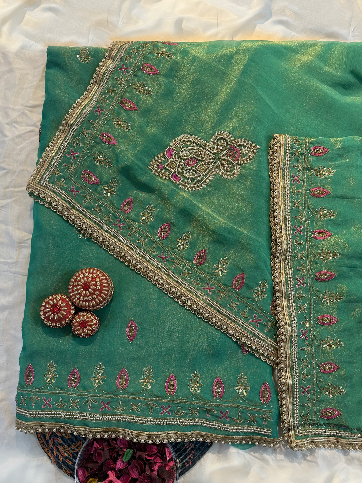 Mint Green Shimmer Fabric Unstitched Suit Set