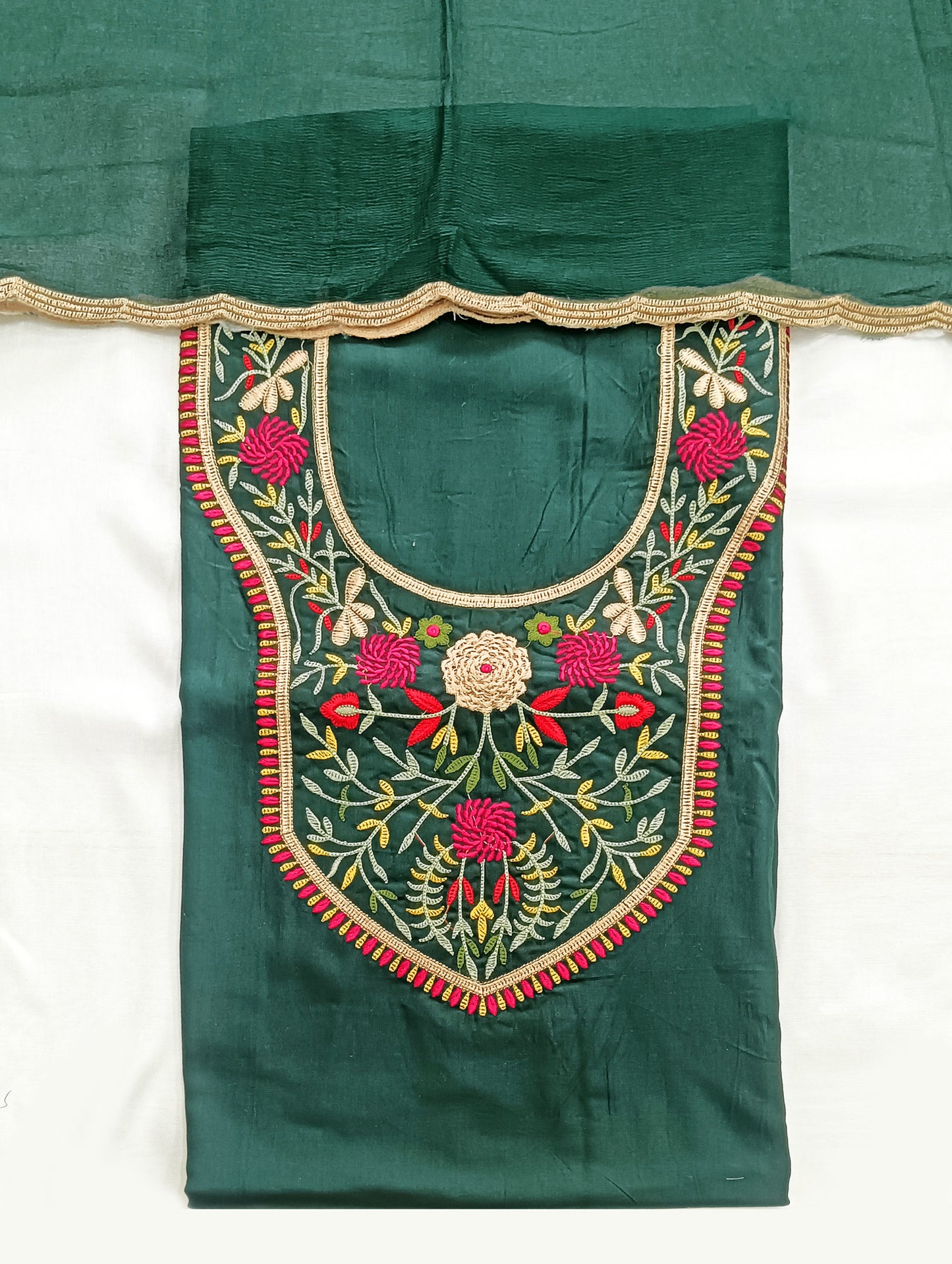 Floral Embroidered Cotton Unstitched Suit Set