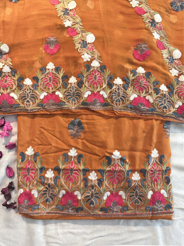 Rayon Cotton Fabric Unstitched Suit Set | Grey/Mustard/Peach/Black