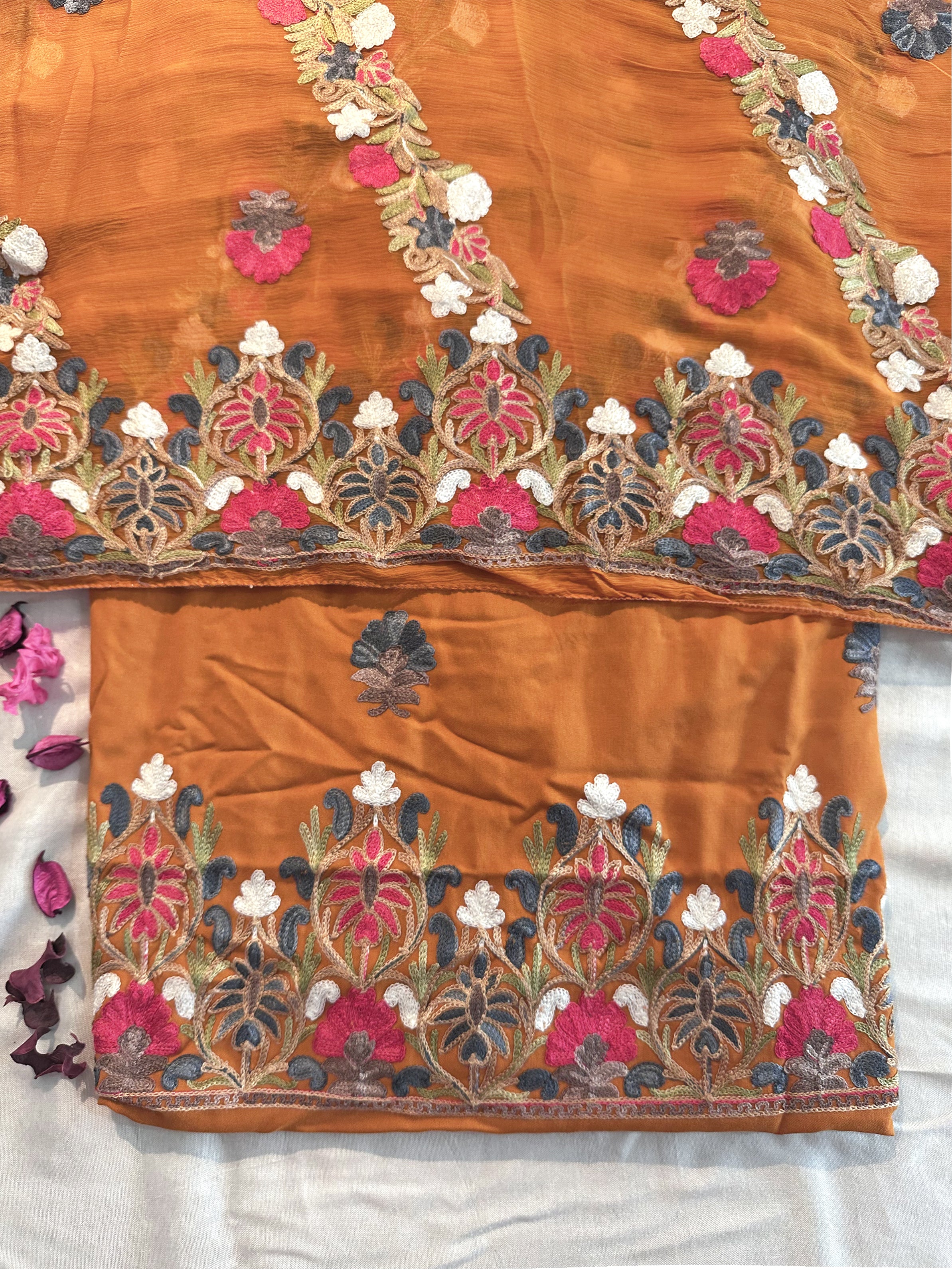 Rayon Cotton Fabric Unstitched Suit Set 4 Colors (Kashmiri)