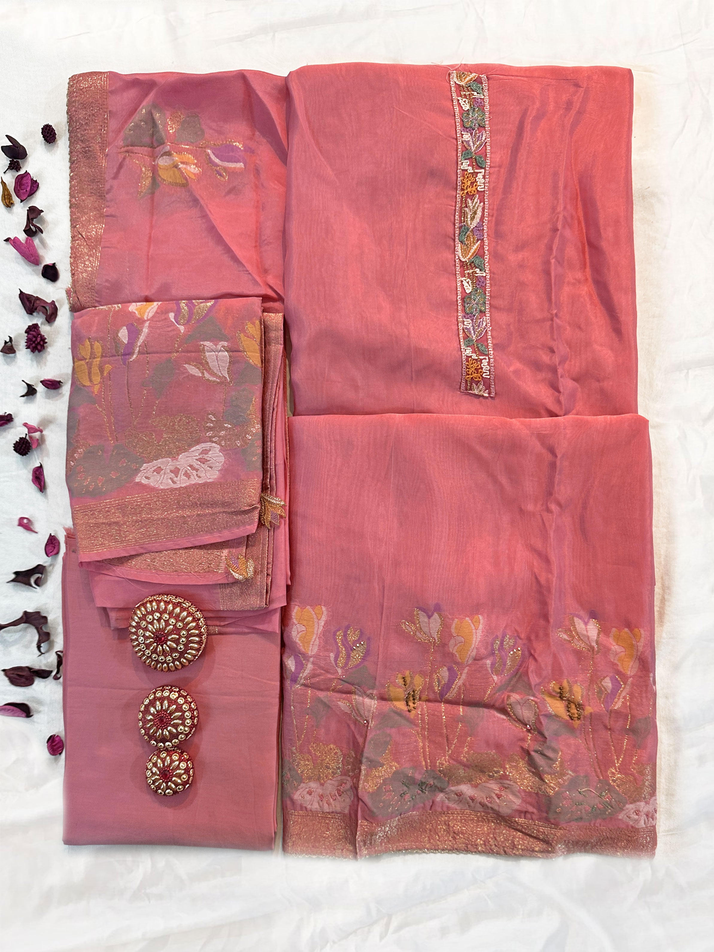 Banarasi Jacquard Silk various colors Unstitched Suit Set