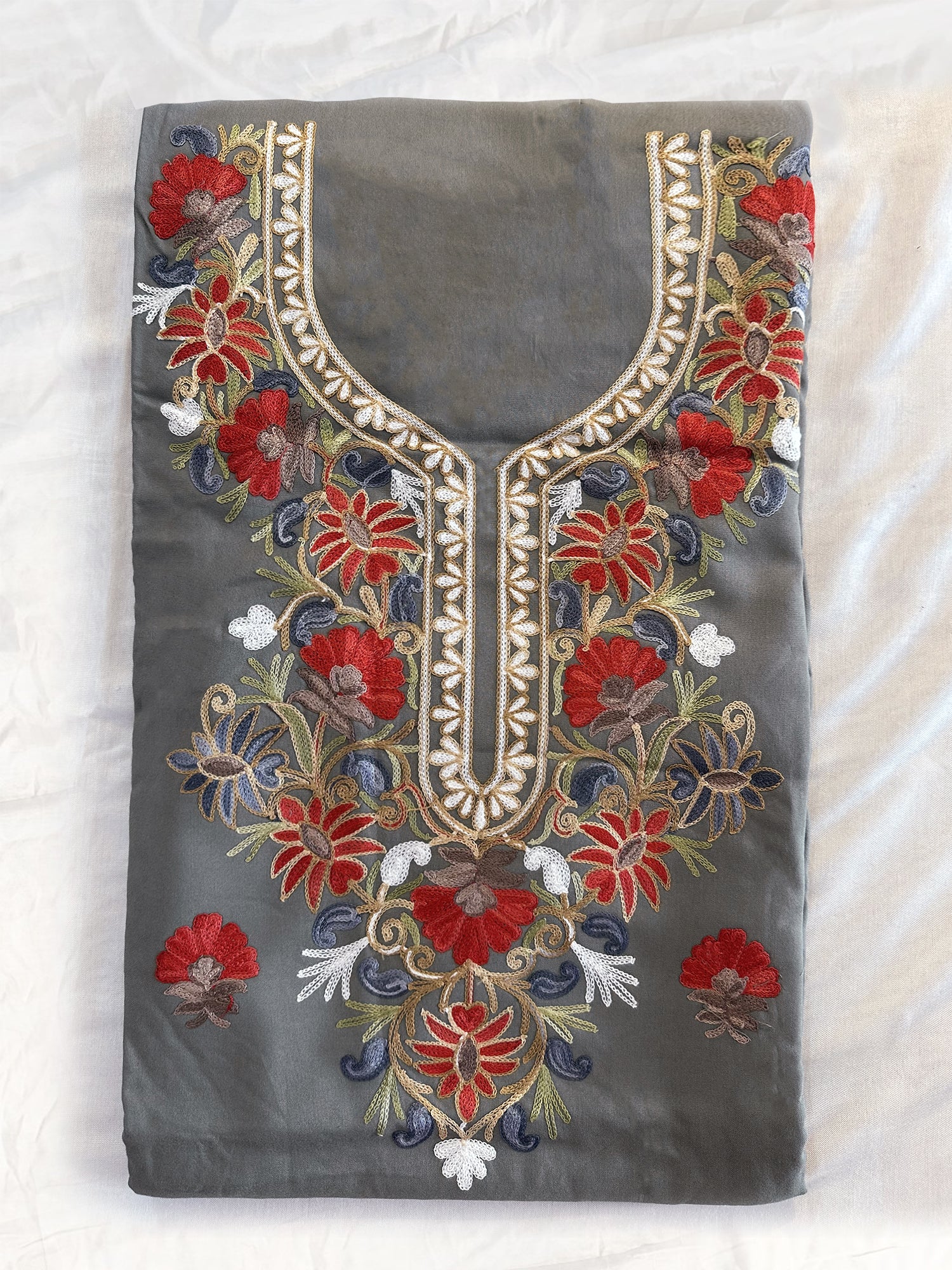 Rayon Cotton Fabric Unstitched Suit Set 4 Colors (Kashmiri)