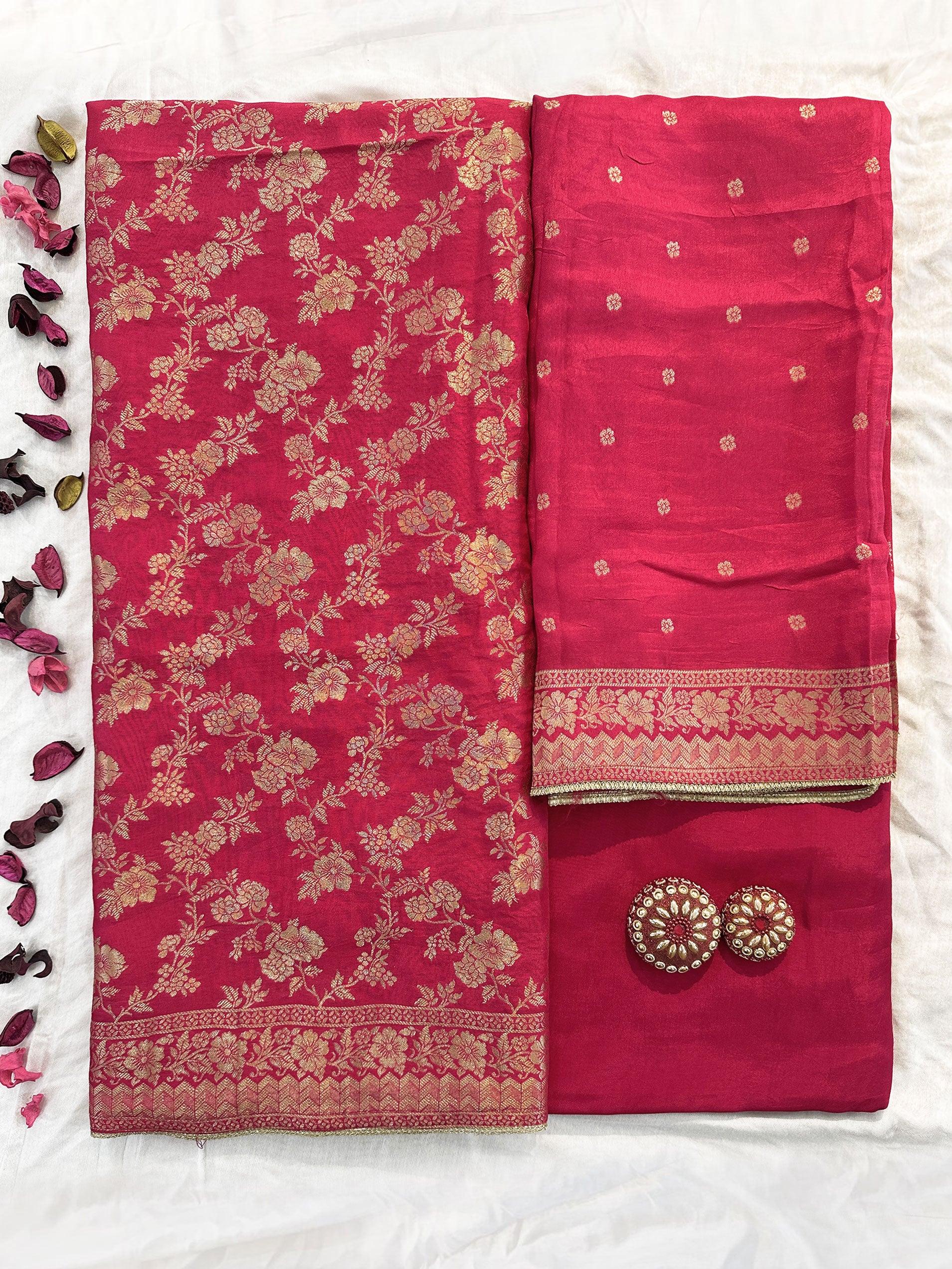 Ganga Silk Fabric 2 colors Unstitched Suit Set