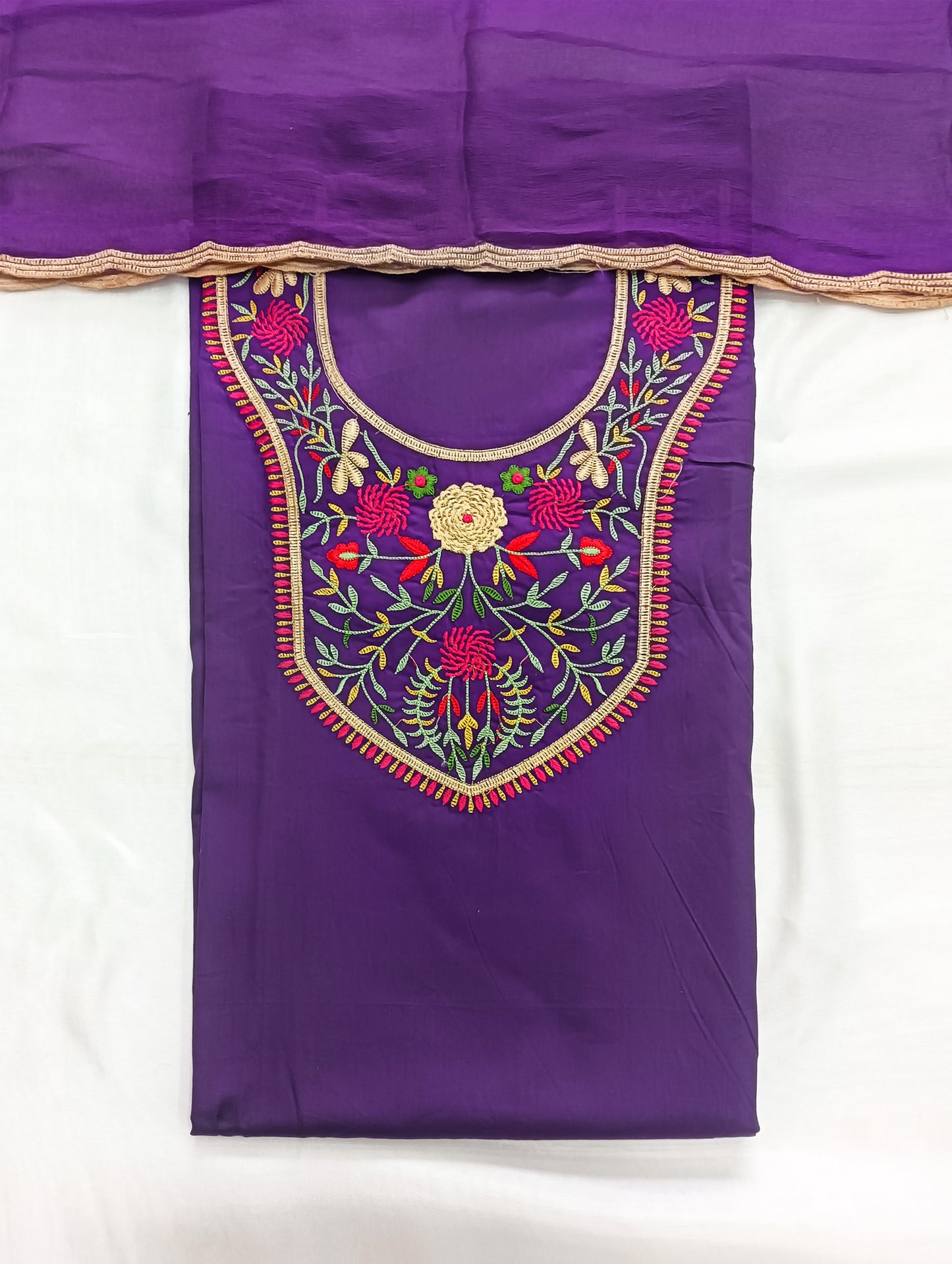 Floral Embroidered Cotton Unstitched Suit Set