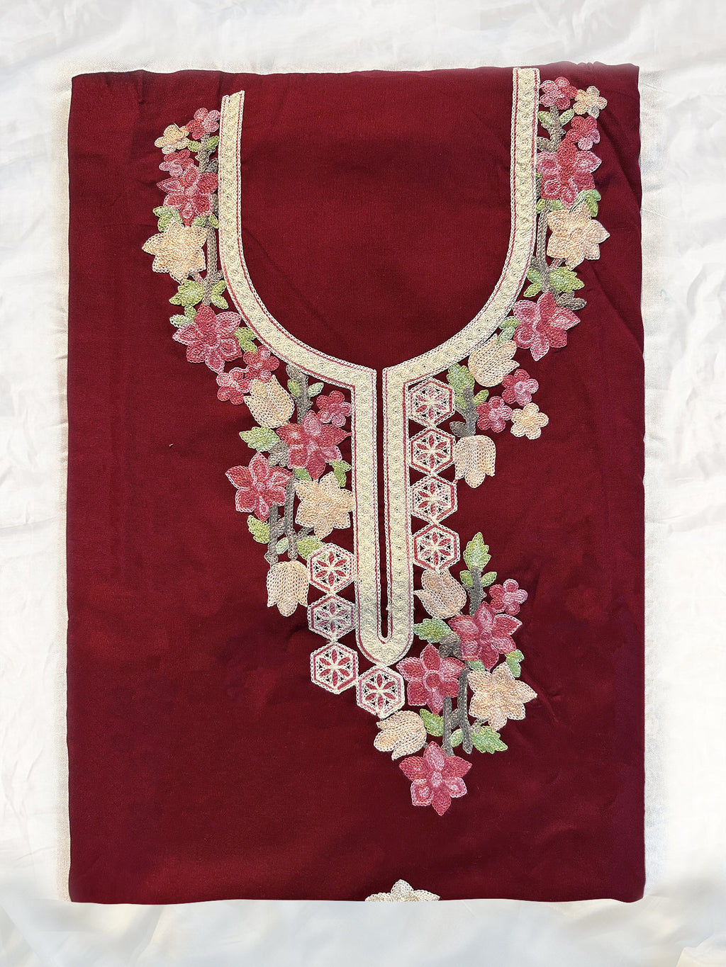 Rayon Cotton Fabric Unstitched Suit Set 4 Colors (Kashmiri)