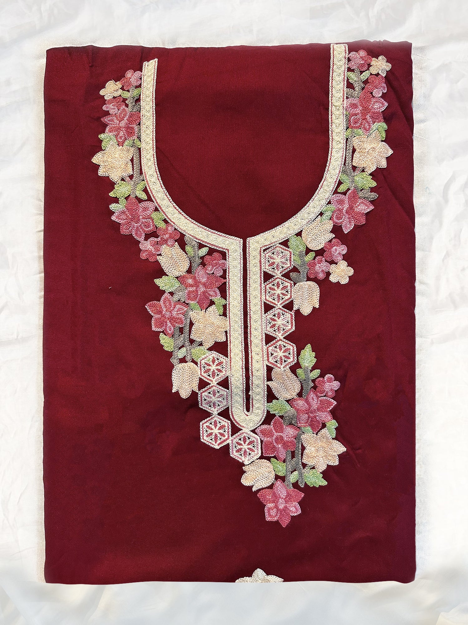Rayon Cotton Fabric Unstitched Suit Set 4 Colors (Kashmiri)