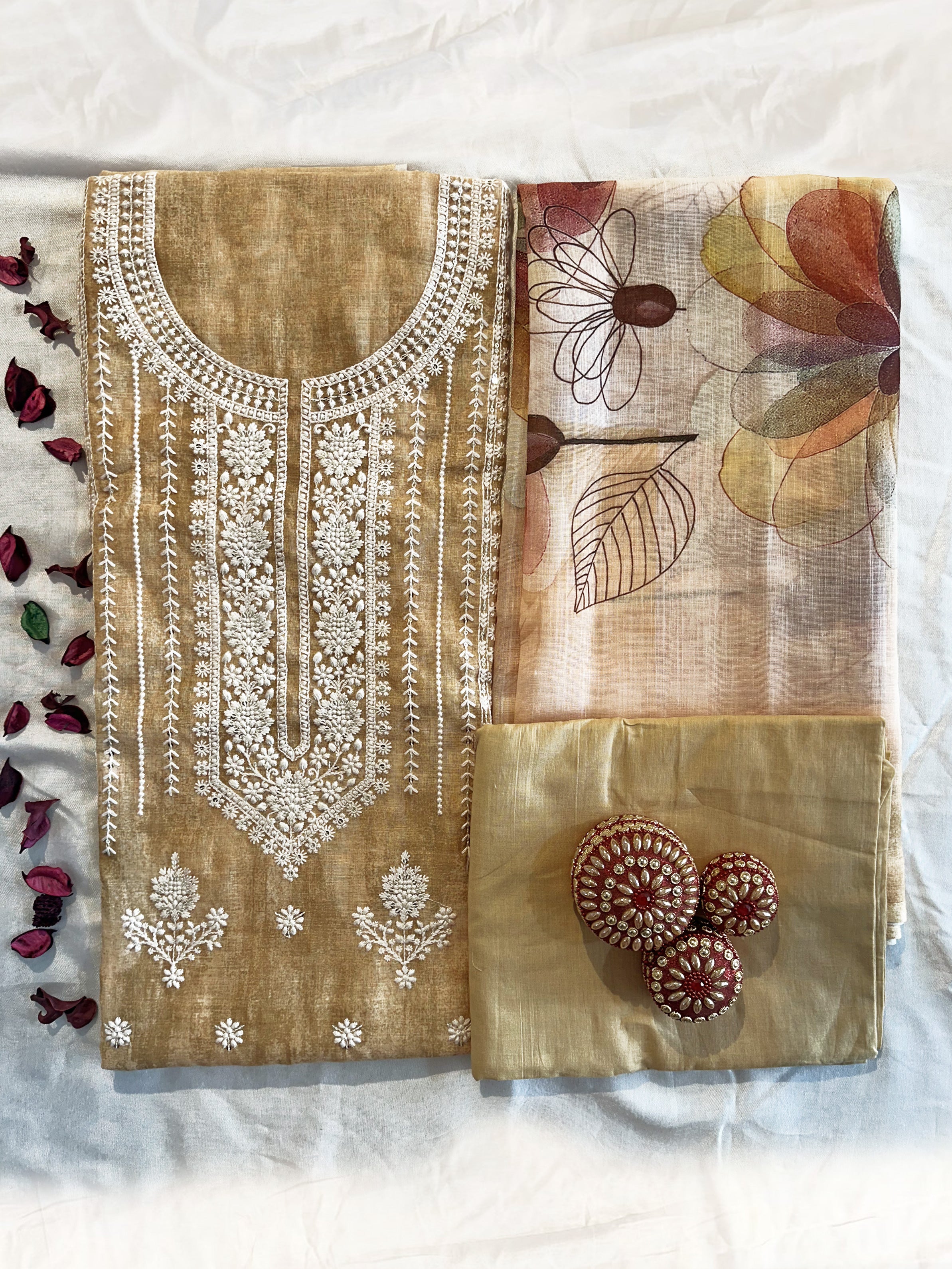 Linen Cotton Unstitched Suit Set 3 Colors