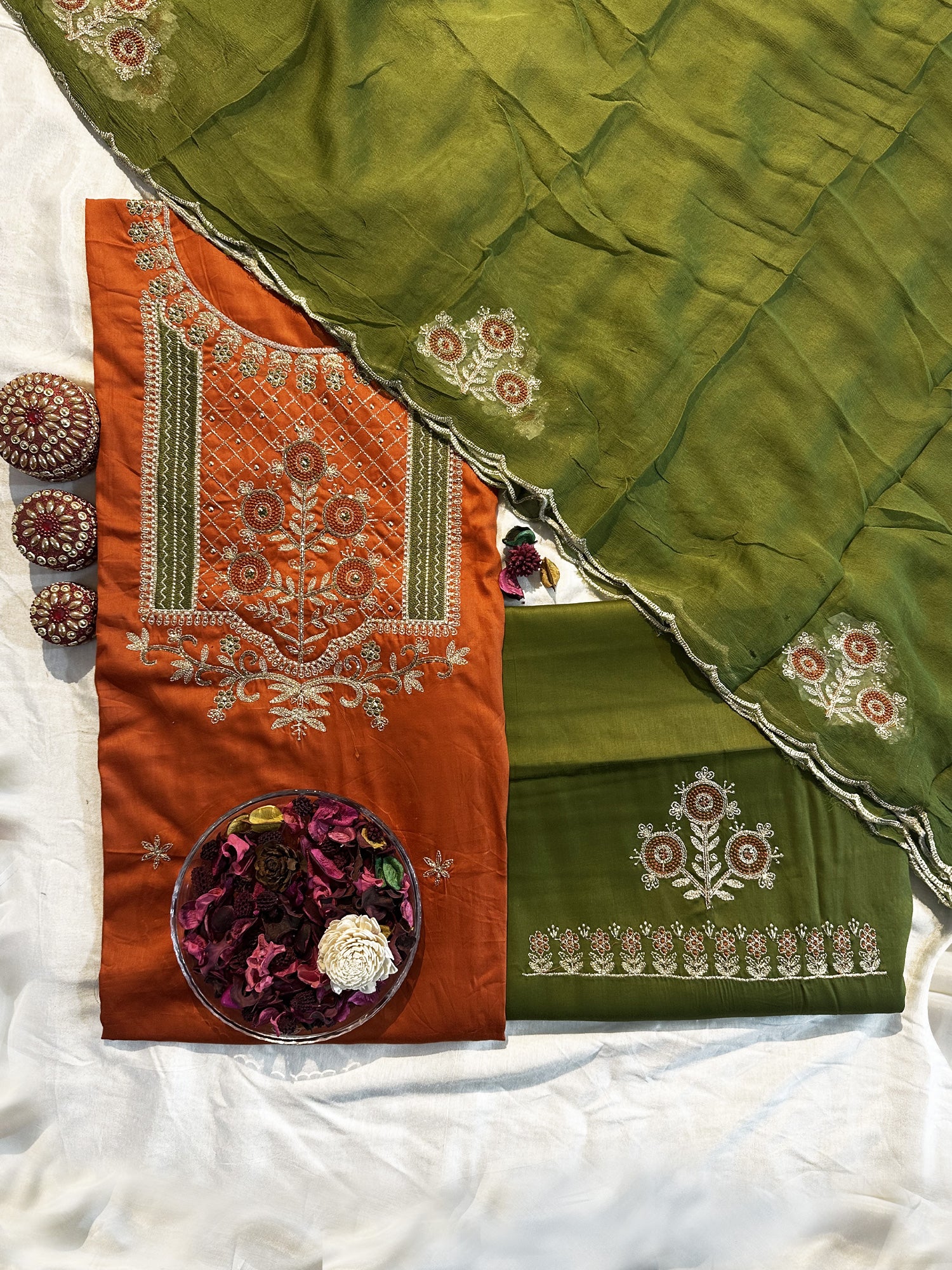 Jam Cotton Matching Unstitched Suit (Orange and Magenta sets)