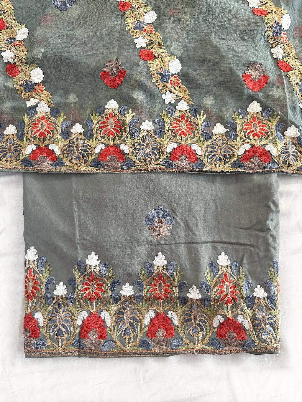 Rayon Cotton Fabric Unstitched Suit Set 4 Colors (Kashmiri)