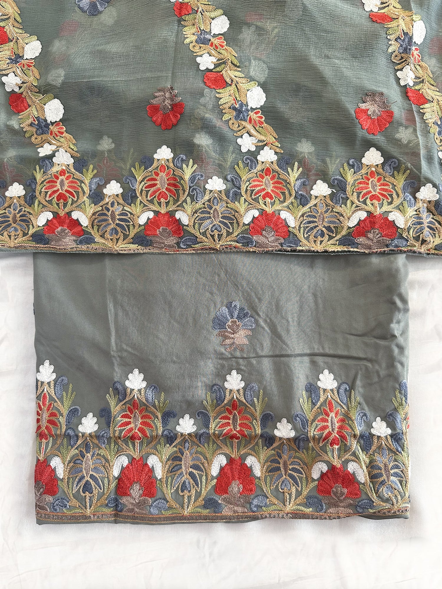 Rayon Cotton Fabric Unstitched Suit Set 4 Colors (Kashmiri)
