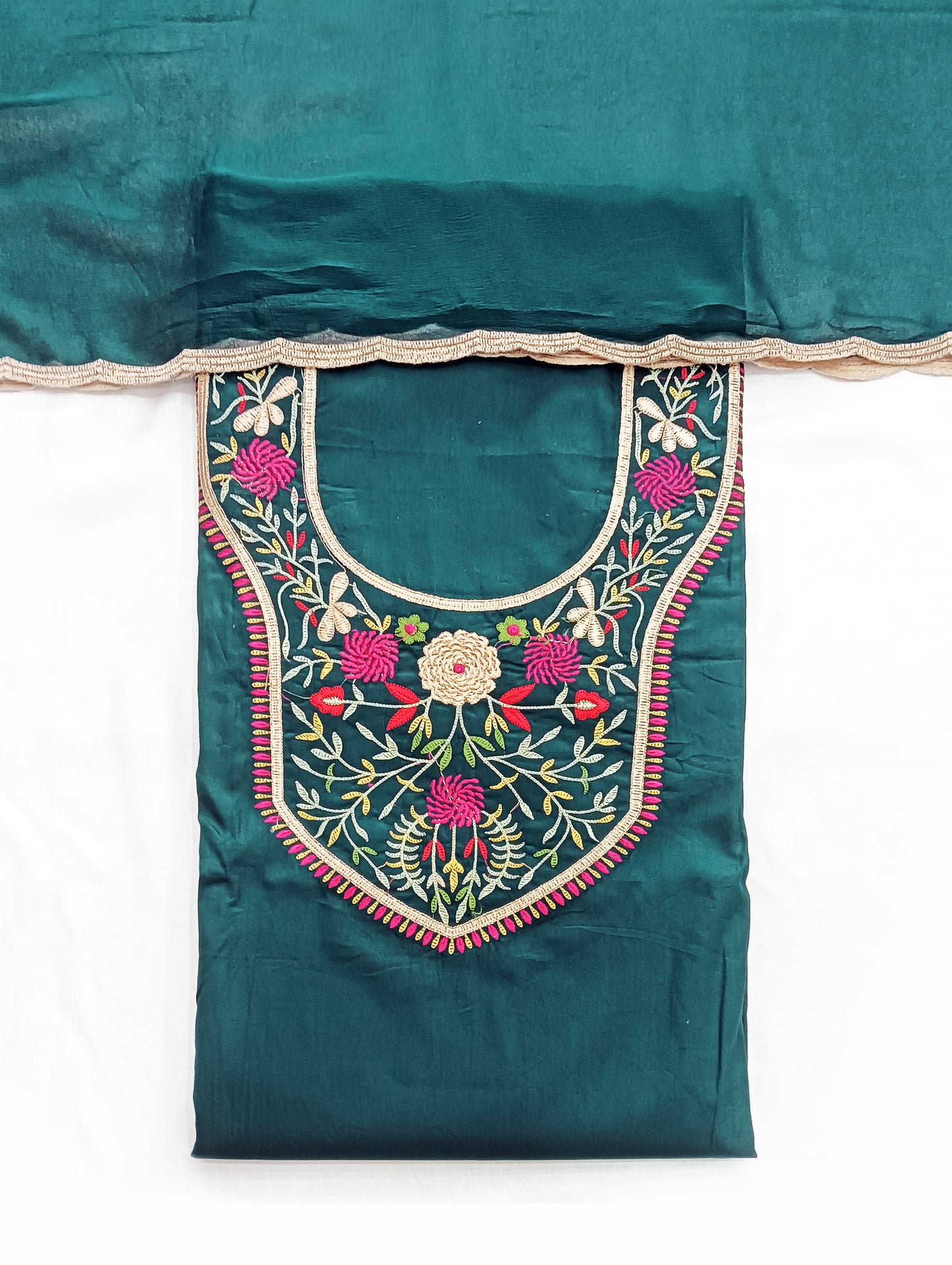 Floral Embroidered Cotton Unstitched Suit Set