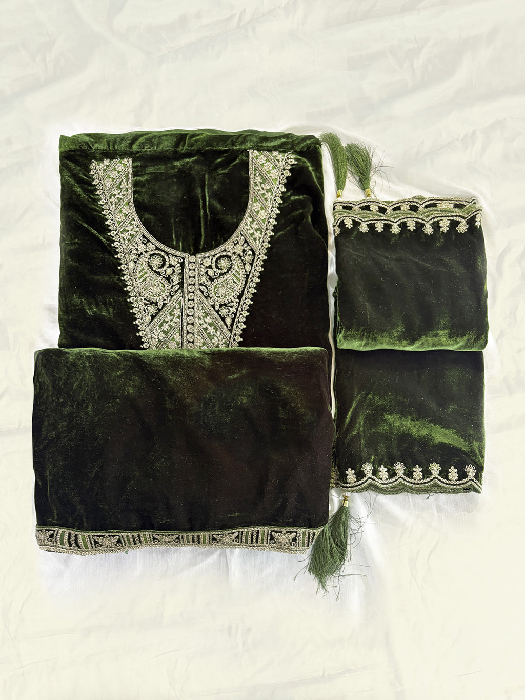 Velvet Fabric Various colors Unstitched Suit Set