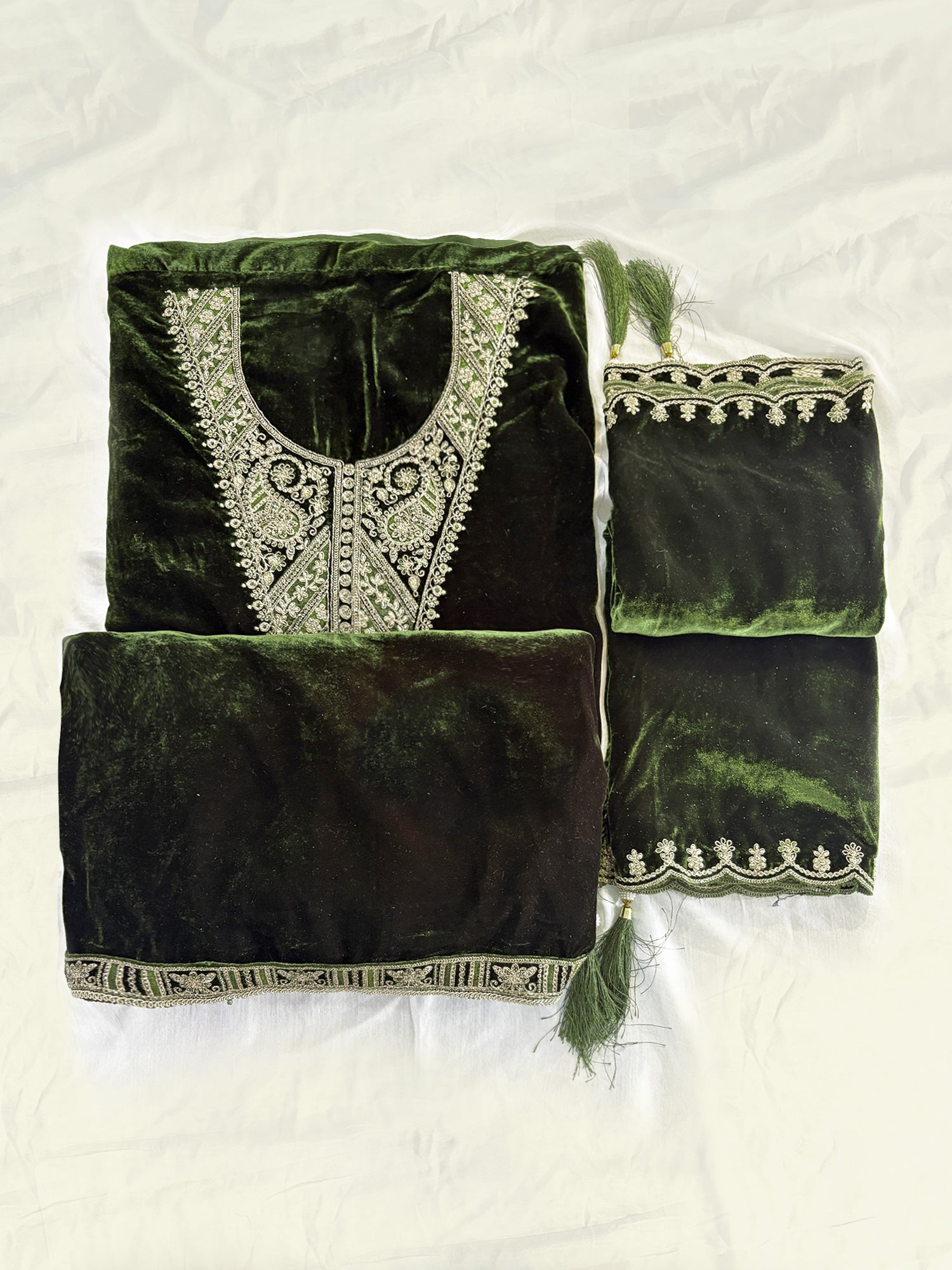 Velvet Fabric Various colors Unstitched Suit Set