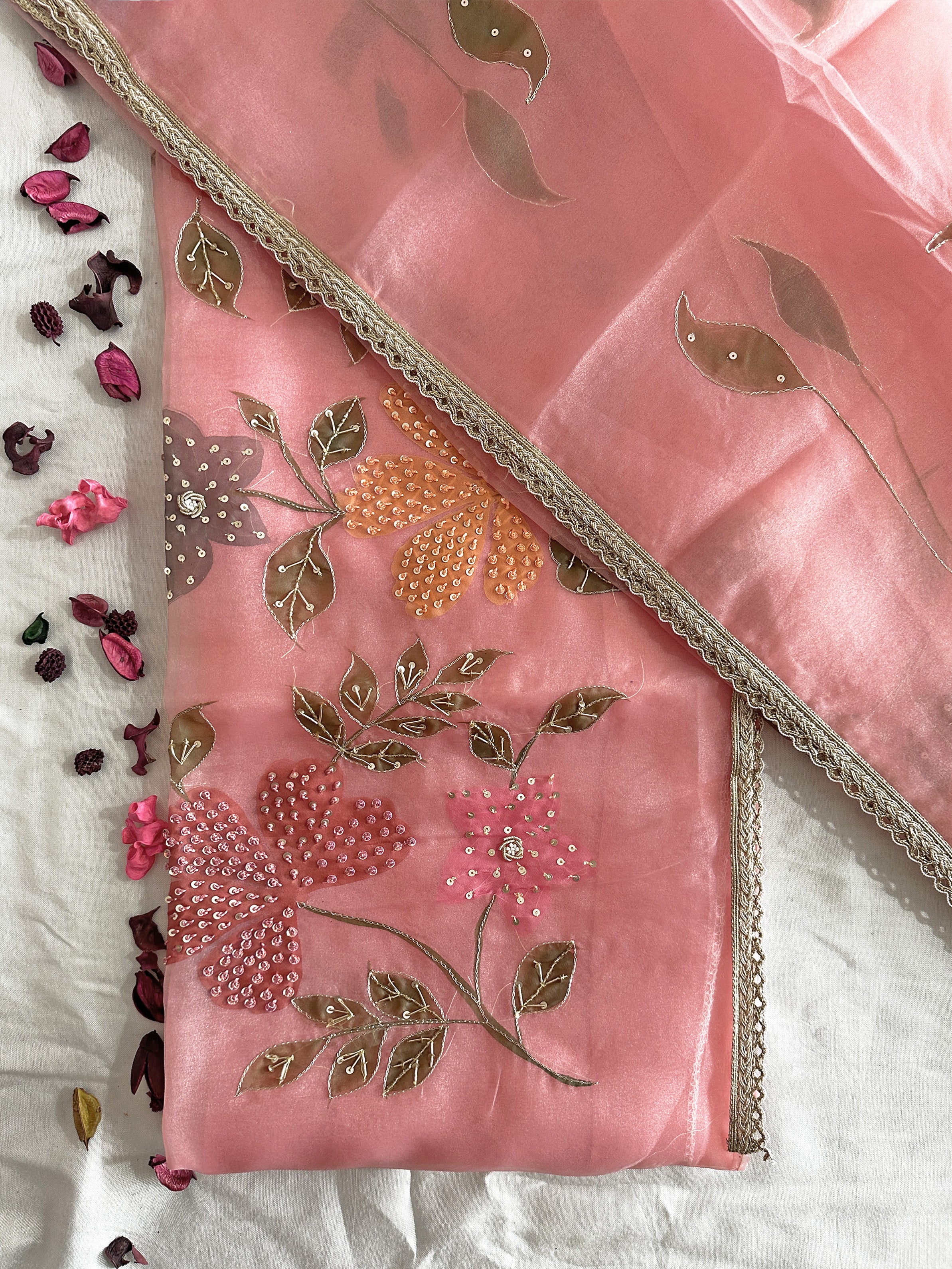 Sasha Fabric Peach and Sky Blue Color Unstitched Suit Set