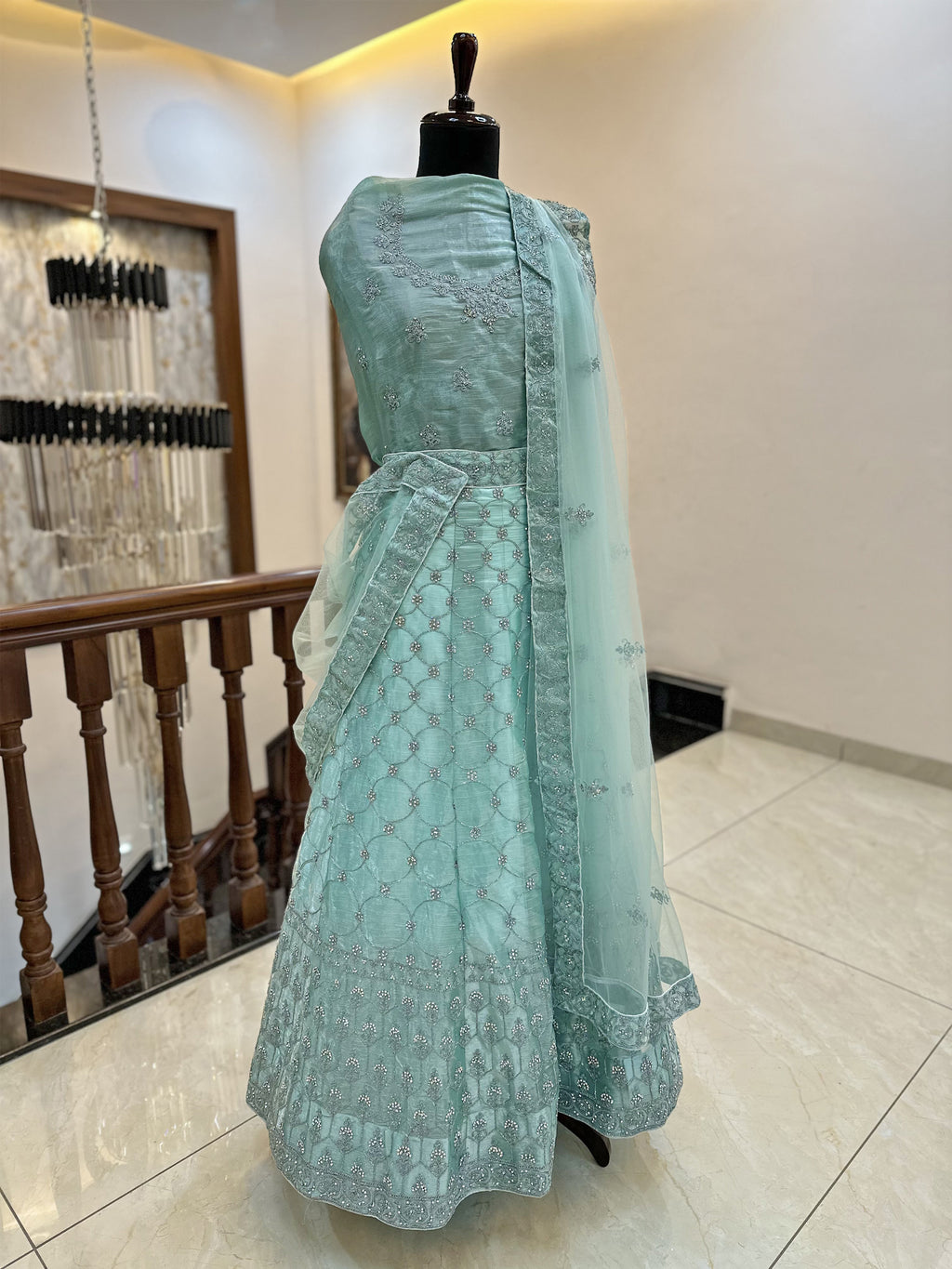 Jimmy Choo Fabric Lehnga Set Green color