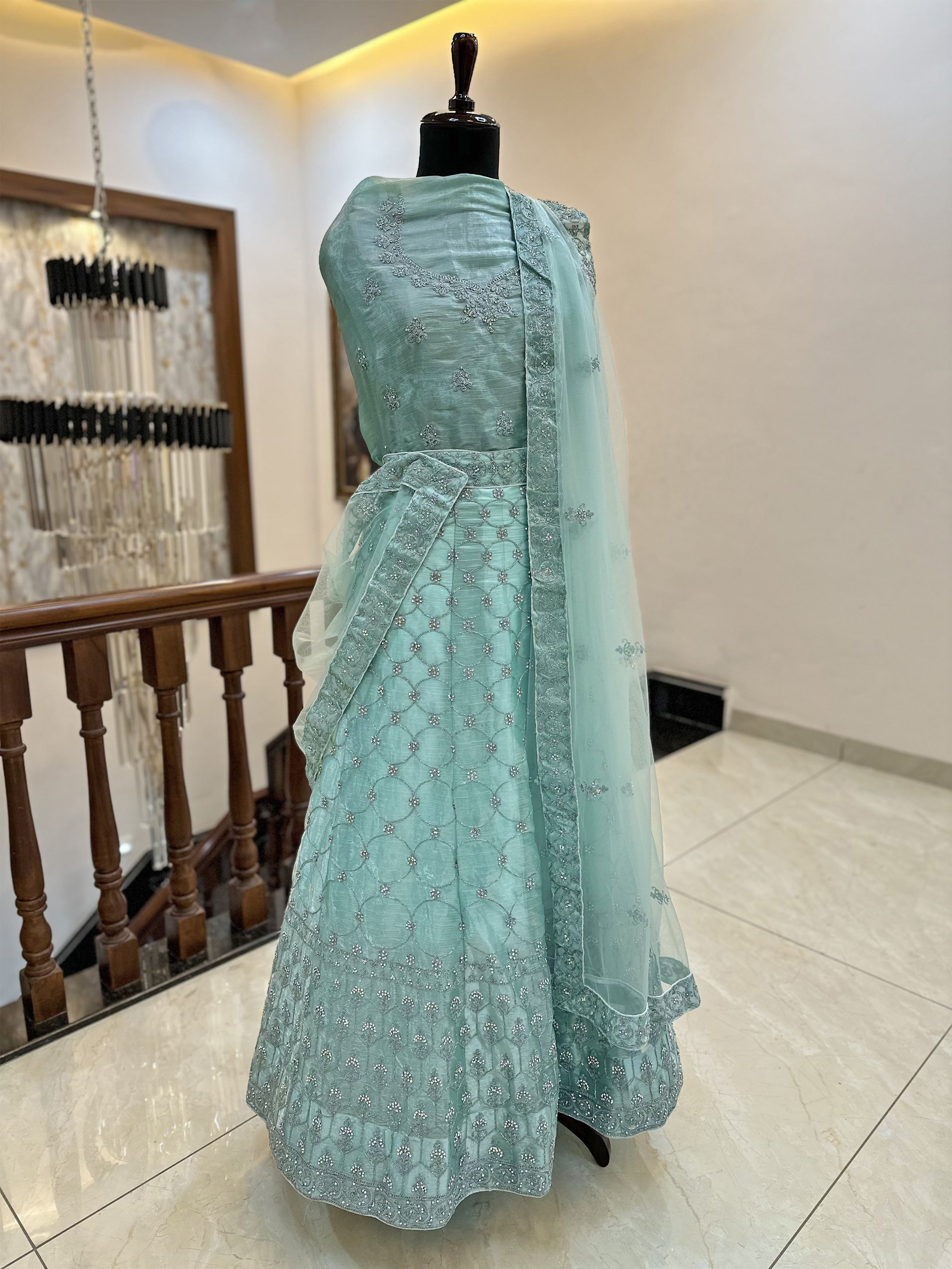 Jimmy Choo Fabric Lehnga Set Green color