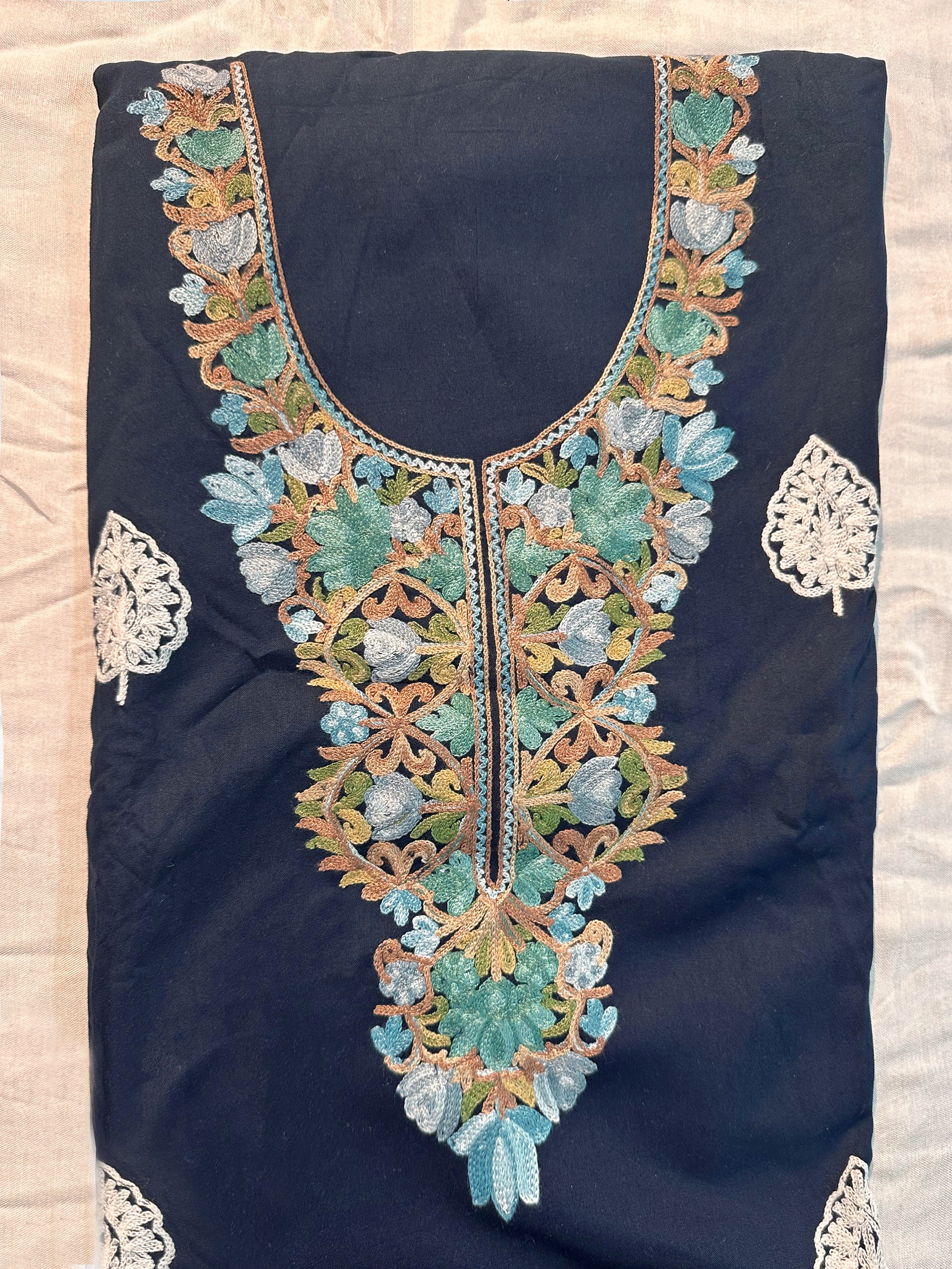Rayon Cotton Fabric Unstitched Suit Set 4 Colors (Kashmiri)