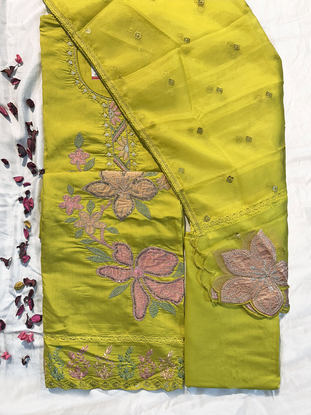Muslin Fabric Unstitched Suit Set Neon Color