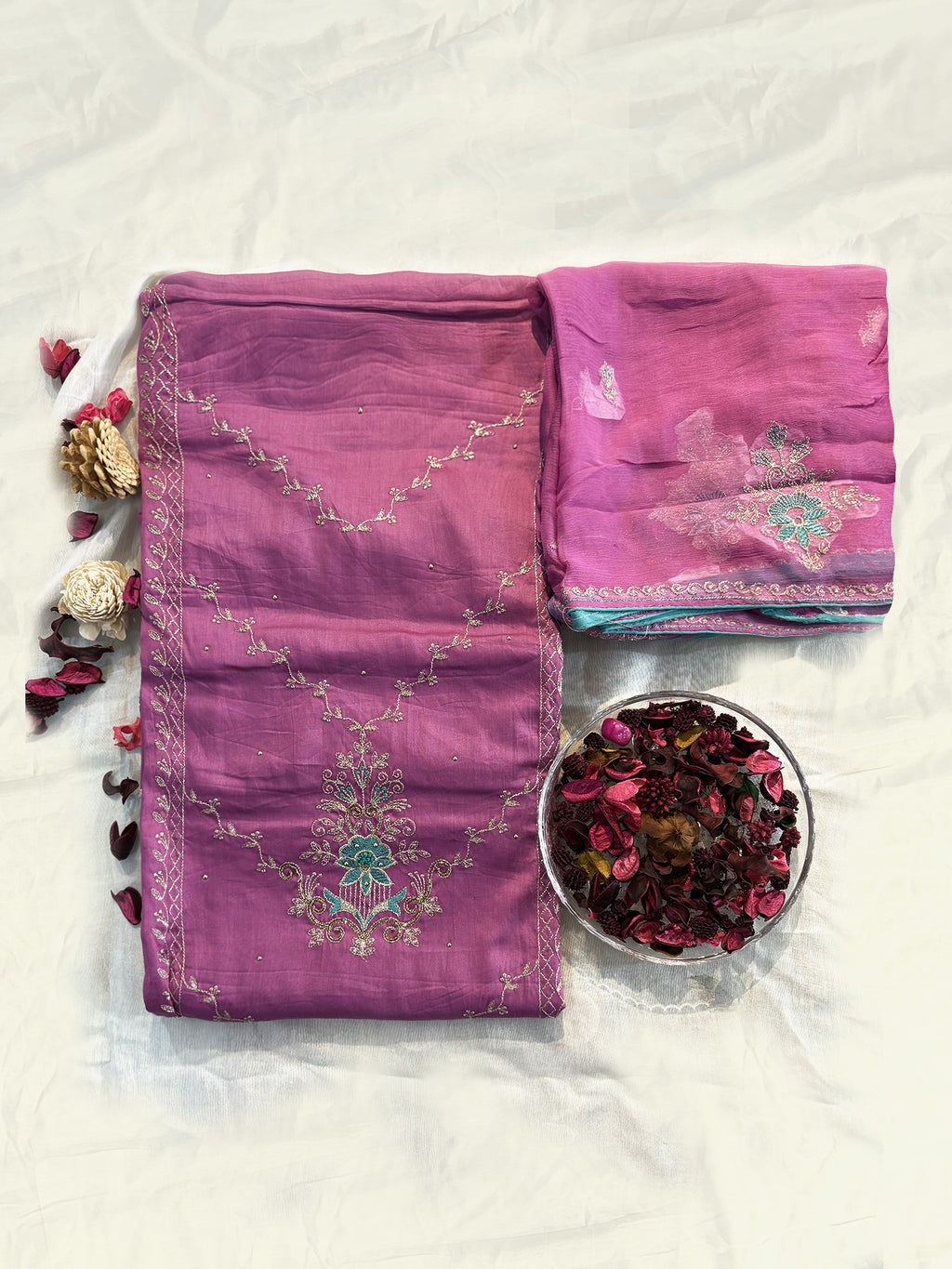 Jam Cotton Purple Color Unstitched Suit