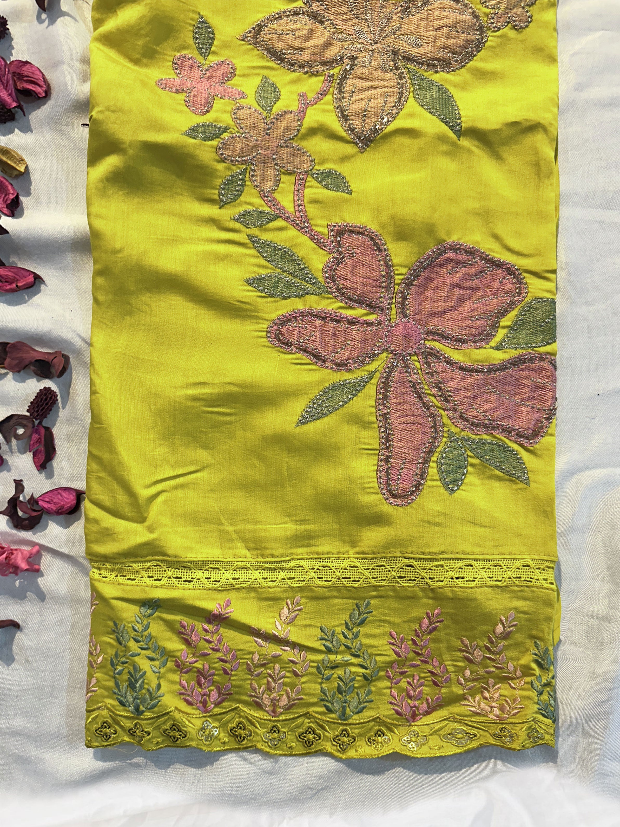 Muslin Fabric Unstitched Suit Set Neon Color