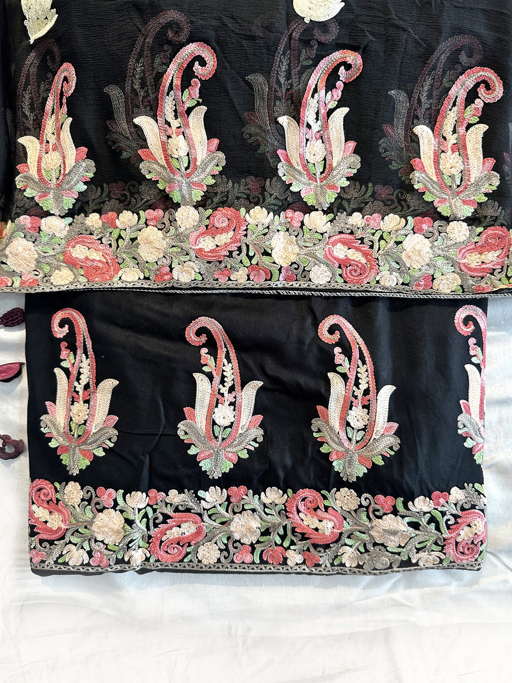 Rayon Cotton Fabric Unstitched Suit Set 4 Colors (Kashmiri)