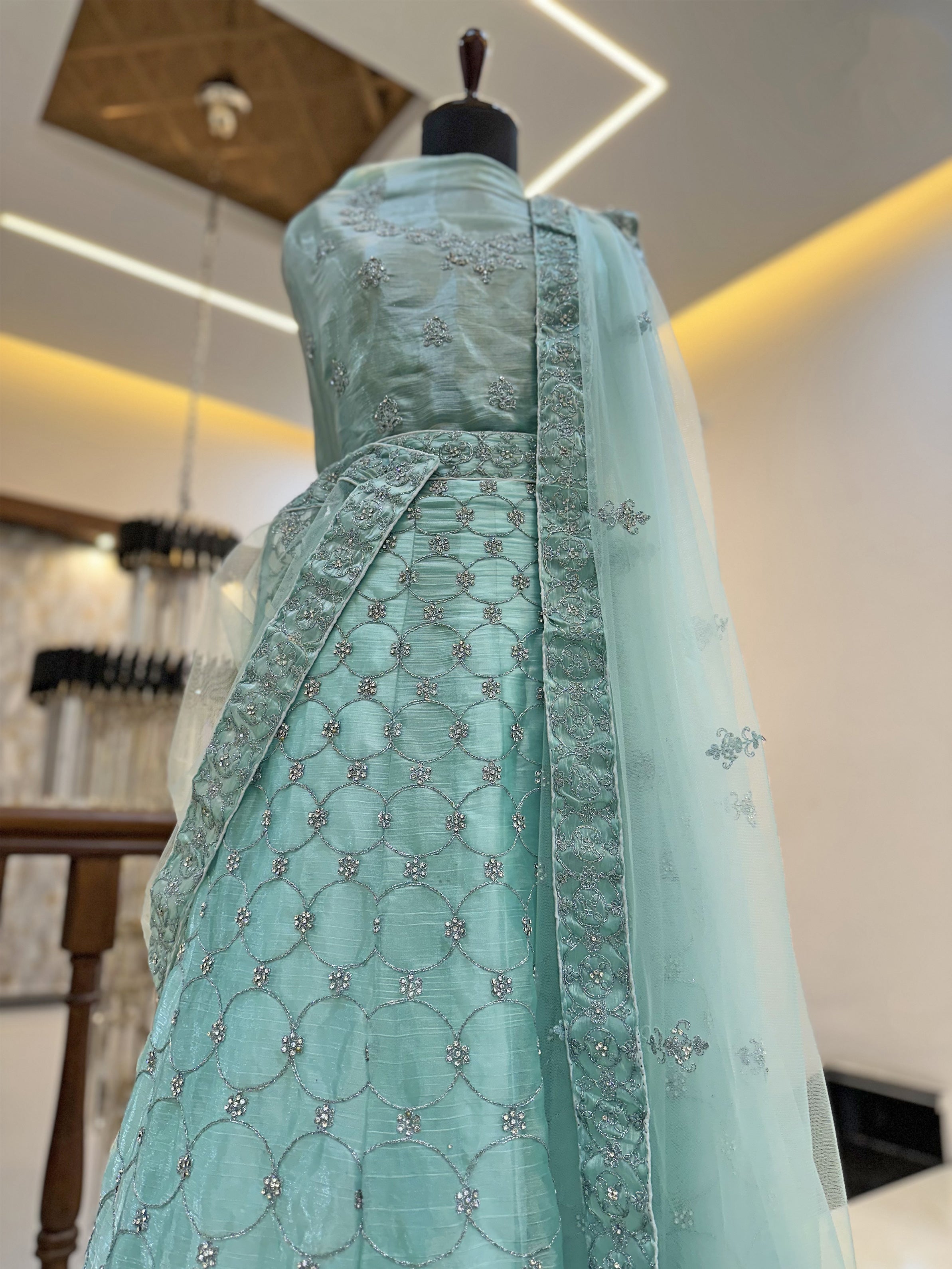 Jimmy Choo Fabric Lehnga Set Green color