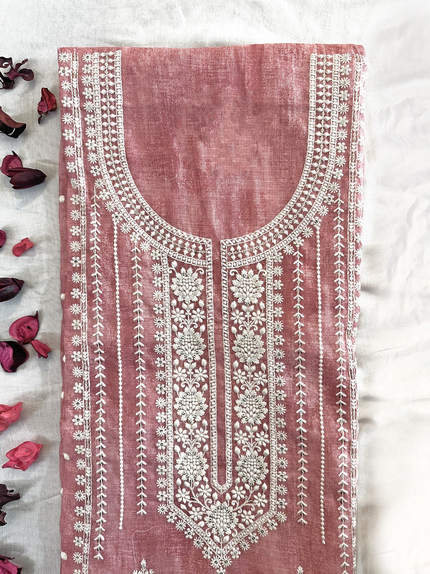 Linen Cotton Unstitched Suit Set Pista Green, Pink, Beige