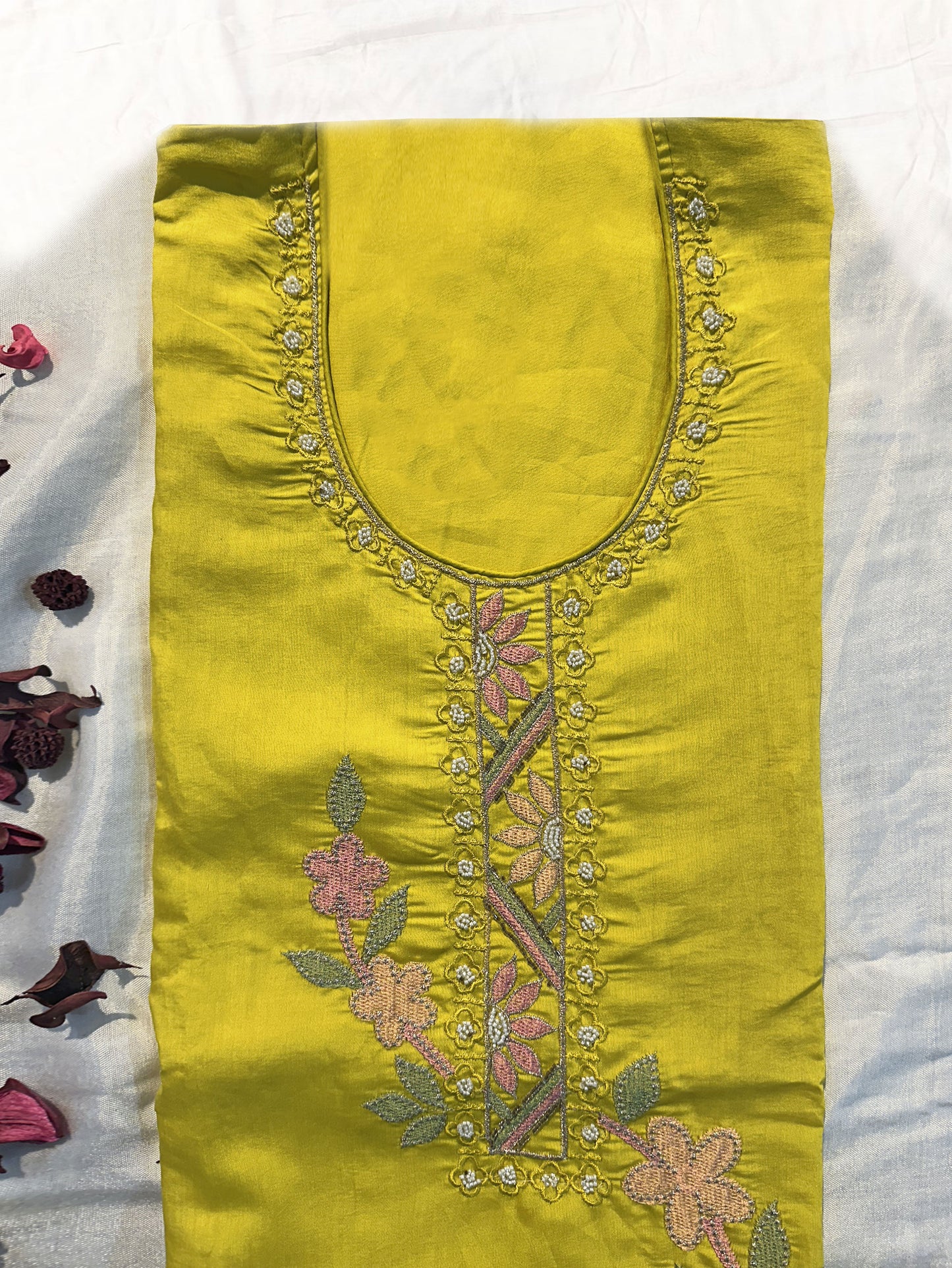 Muslin Fabric Unstitched Suit Set Neon Color