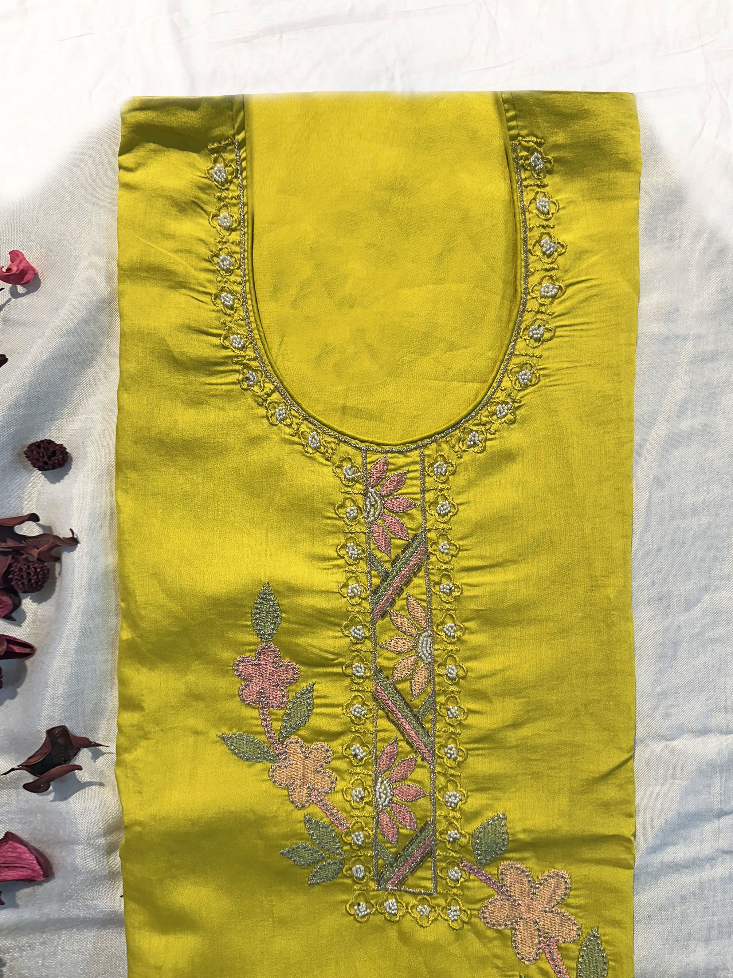 Muslin Fabric Unstitched Suit Set Neon Color