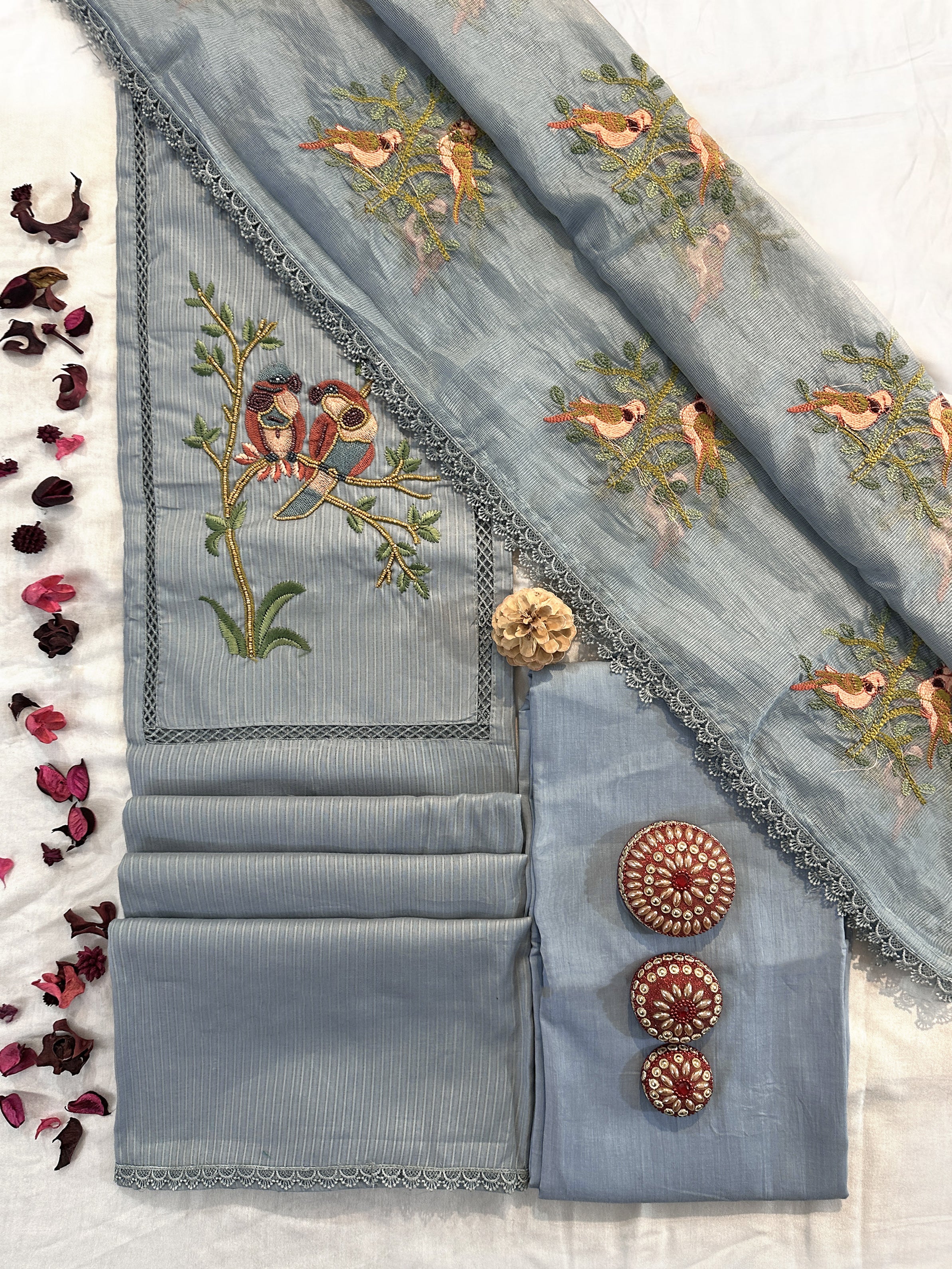 Cotton Fabric Unstitched Suit Set 3 colors